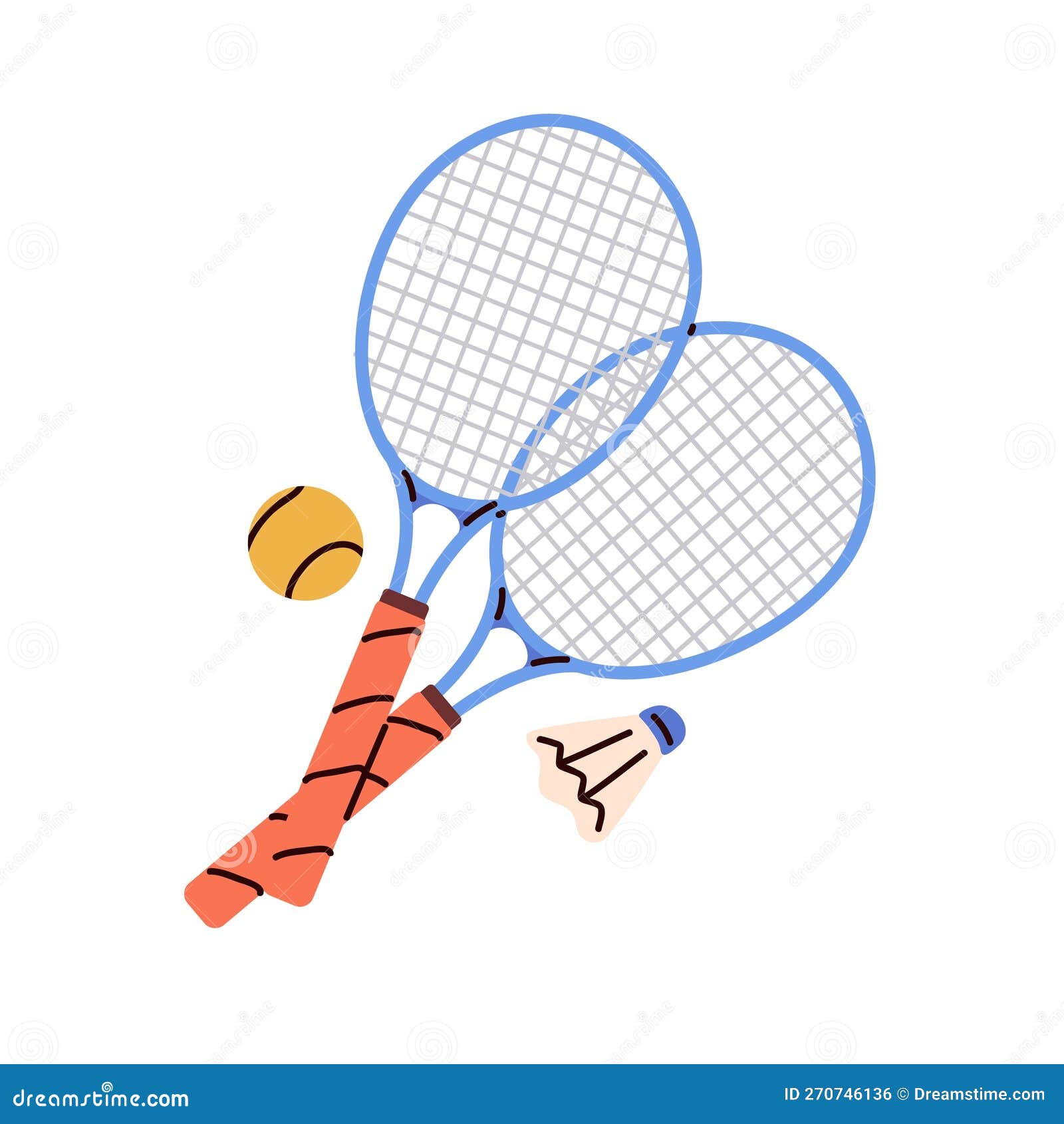 Patatas aritmética pegatina Raquetas De Tenis Bádminton Shulecock. Racquets Cruzados Material Para  Juegos Deportivos Para Jugar Tenis. Plano Ilustración del Vector -  Ilustración de objeto, ocio: 270746136