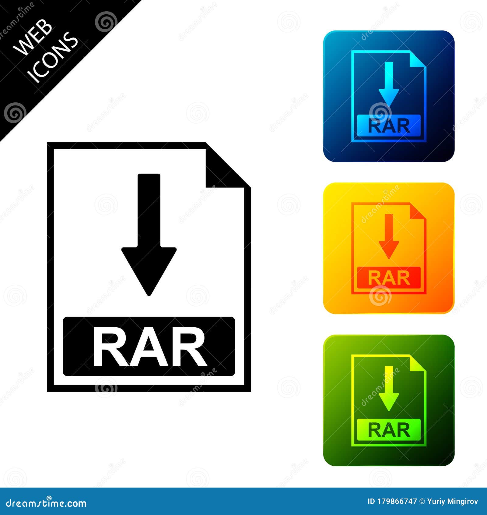 RAR File Document Icon. Download RAR Button Icon Isolated Stock Vector ...