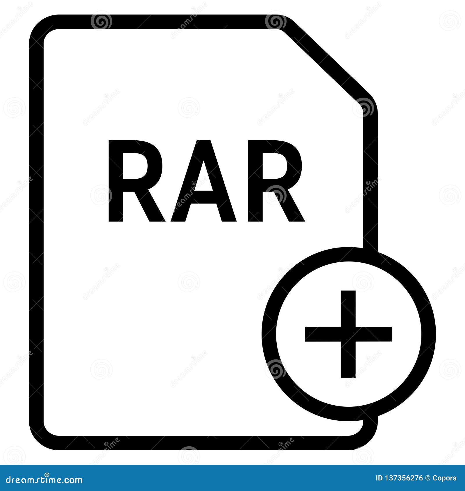 RAR File Format with Plus Symbol Icon Vector for Web and Mobile ...