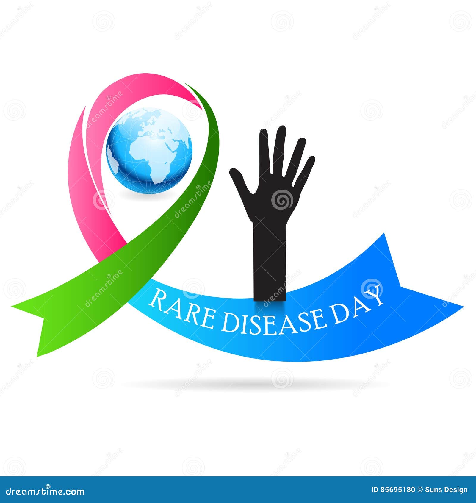 Rare Disease Day Theme. Postcard Or Banner With A Map Cut Out In Paper, A Zebra Print Ribbon And