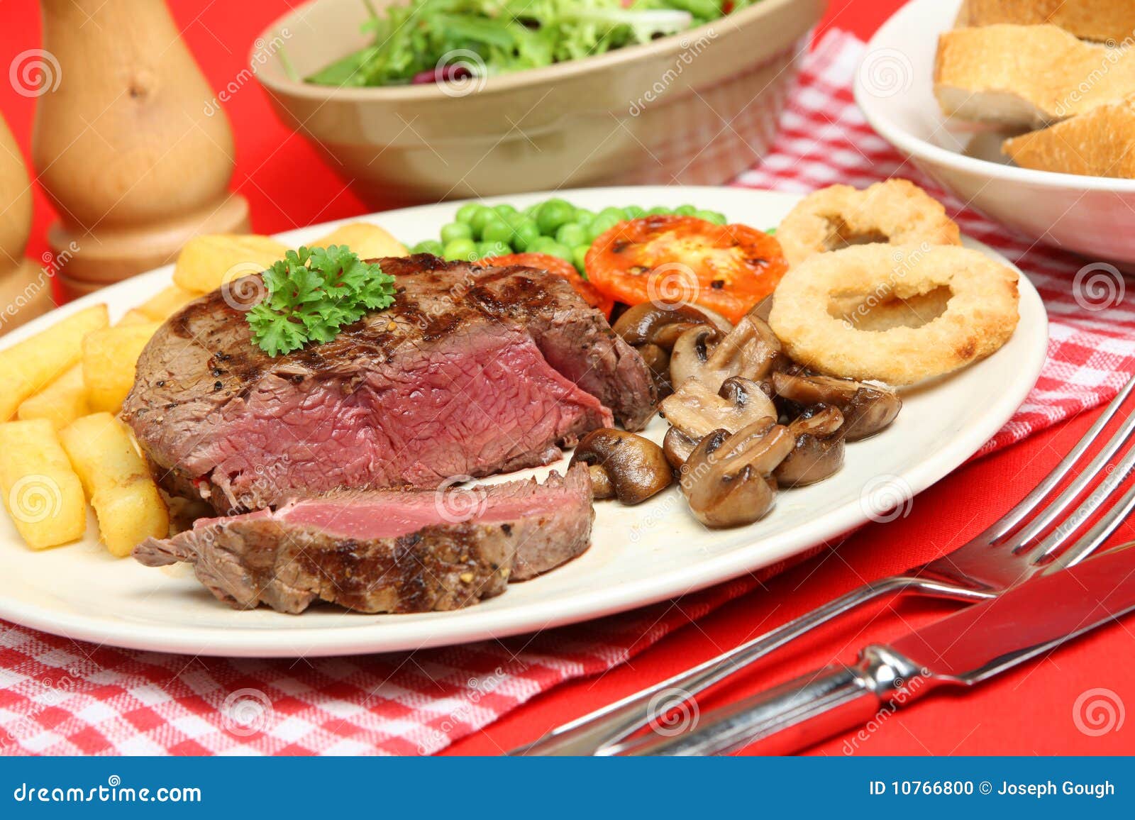 Rare Fillet Steak Dinner stock photo. Image of meal, horizontal - 10766800