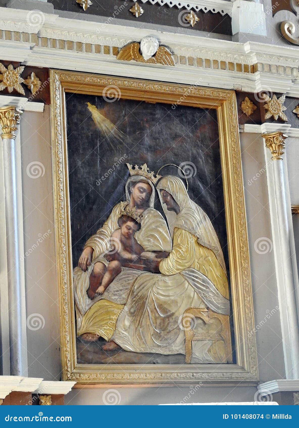 holy mary picture in old church, lithuania