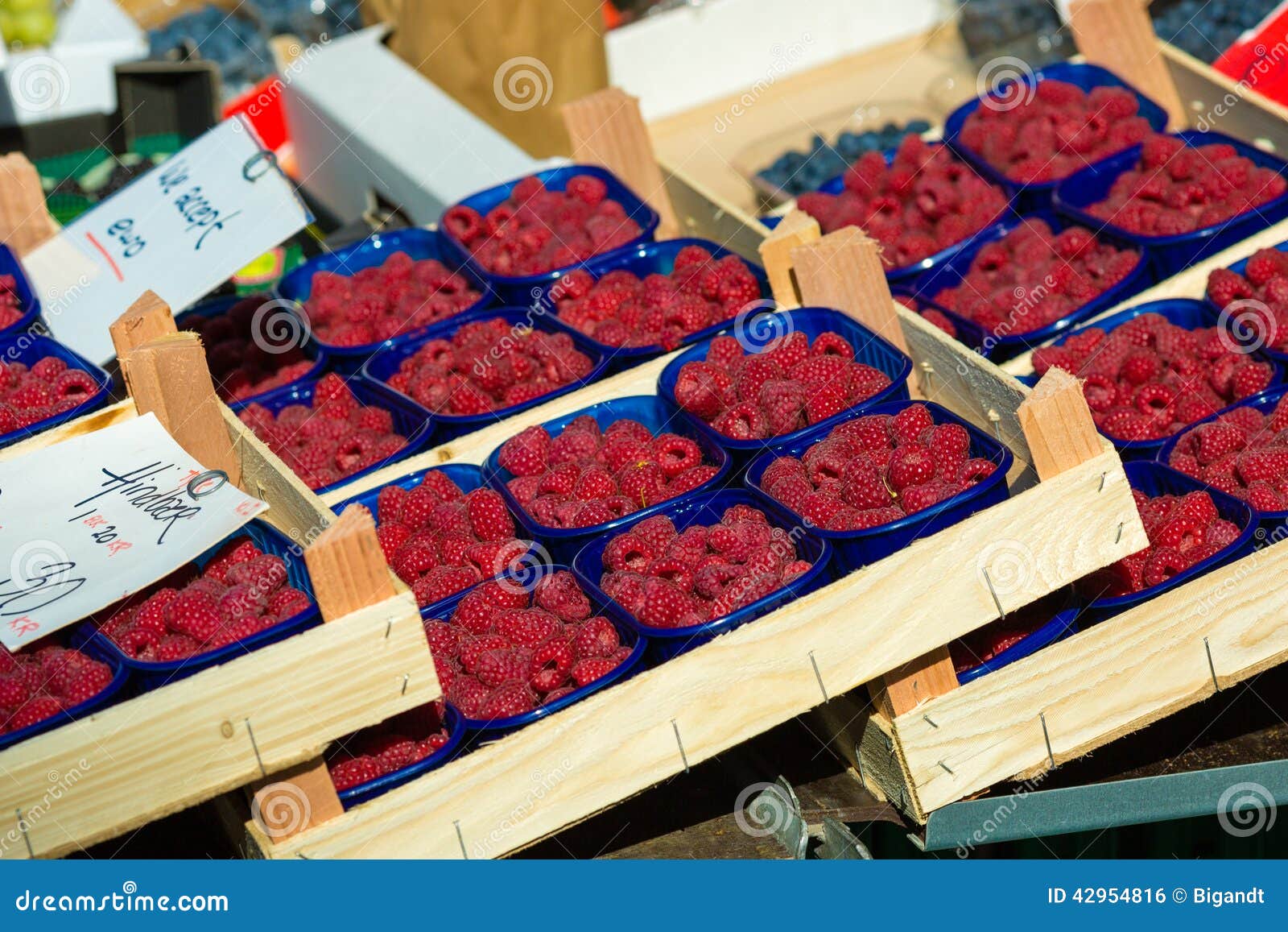 Raspberries in boxes stock photo. Image of container 42954816