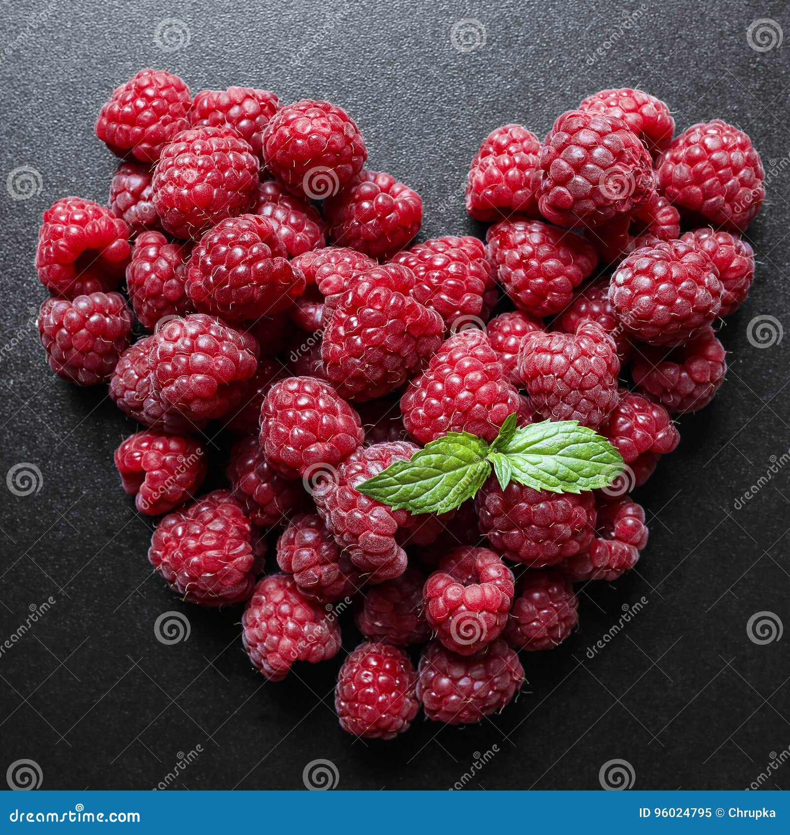 Raspberries Heart on Black Background Stock Image Image of sweet