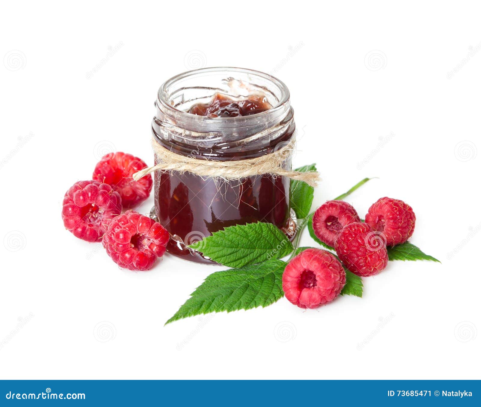 Raspberries Jam in Glass Jar and Berries Stock Image Image of
