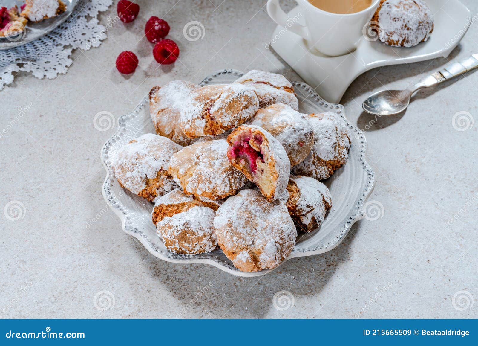 Raspberry Amaretti Biscuits Stock Image Image of cuisine, pastry