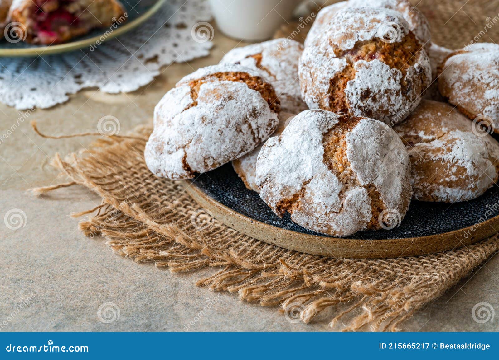 Raspberry Amaretti Biscuits Stock Image Image of closeup, background