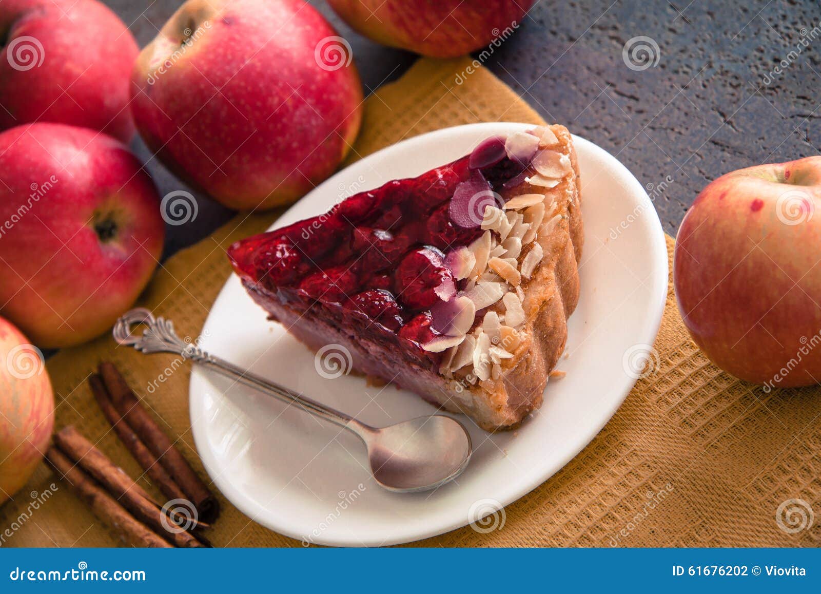 raspberry cake and apples