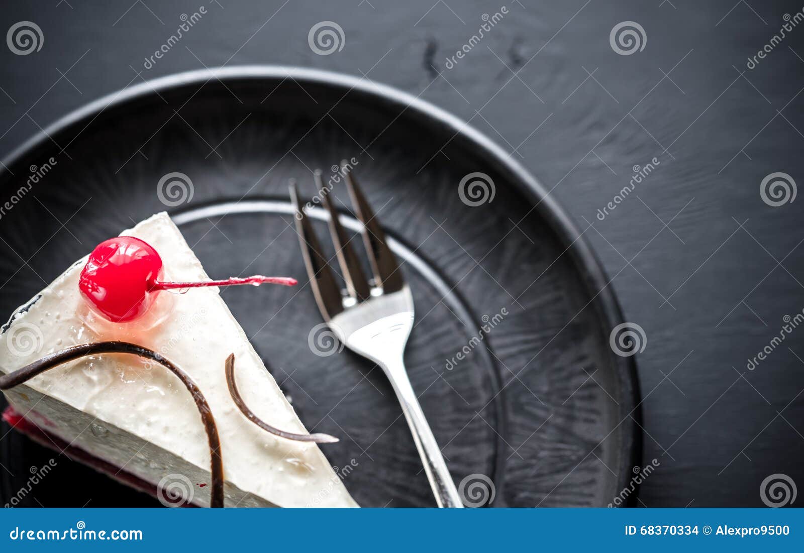 Raspberry Cheesecake with Sweet Cherry Stock Photo - Image of black ...