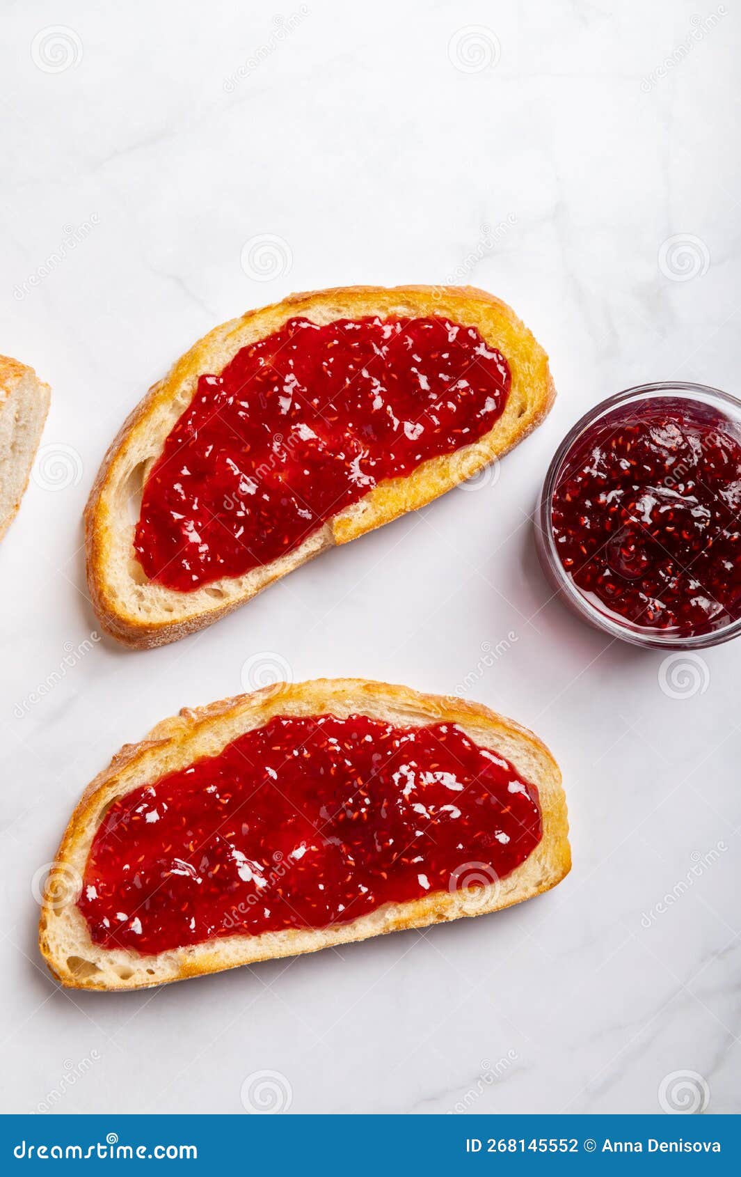 Raspberry jam on toast stock photo. Image of lunch, delicious 268145552