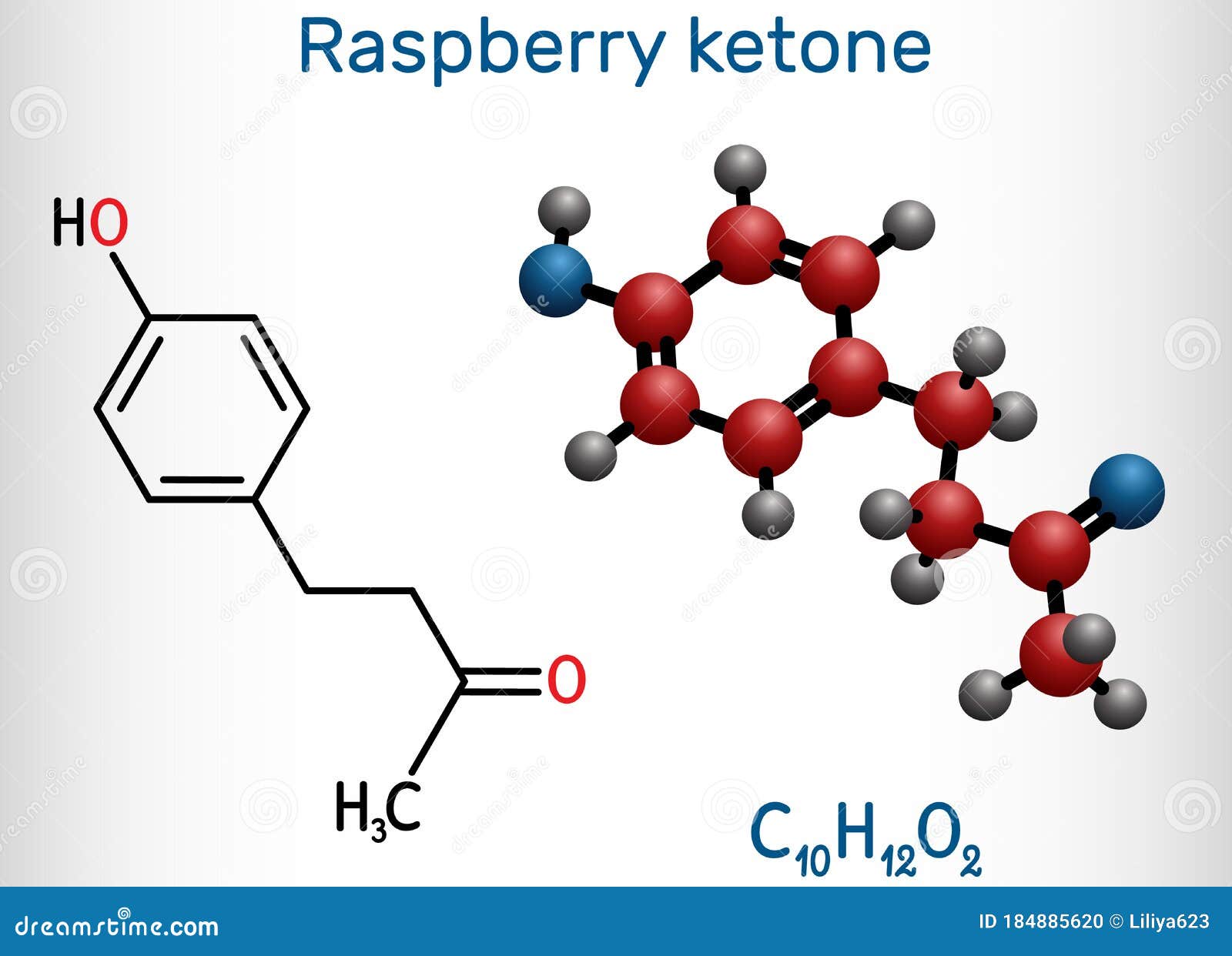 Raspberry Ketone, Chemical Formula And Skeletal Structure Vector Illustration CartoonDealer