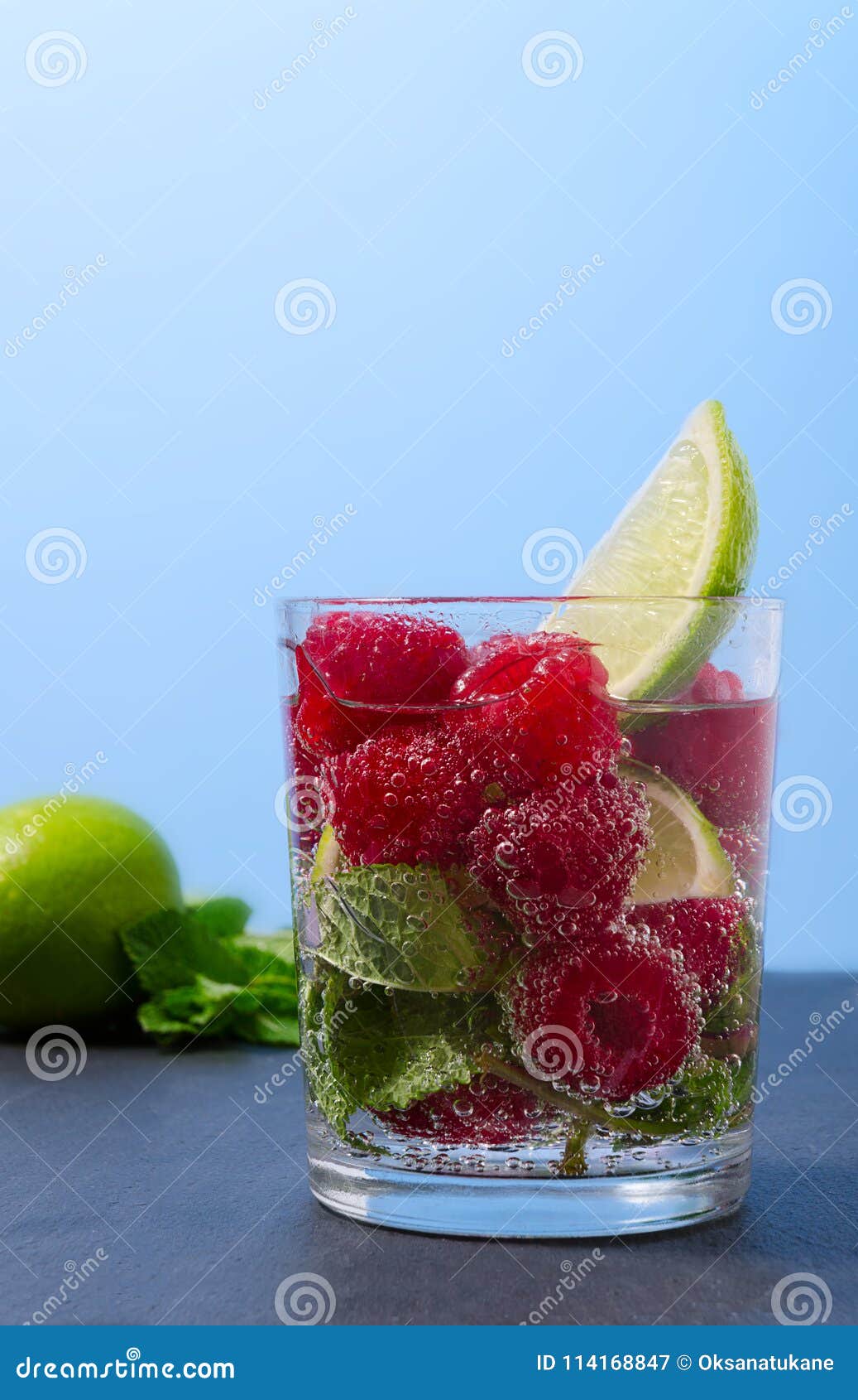 Raspberry Lemonade With Lime And Mint In A Glass Non Alcoholic Raspberry Refreshment Drink Stock Image Image Of Food Mason 114168847