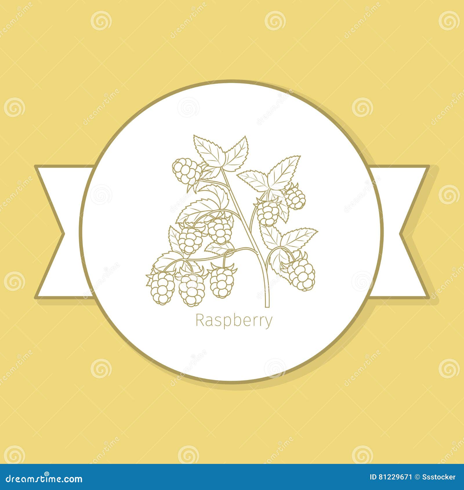 Raspberry Medicine Plant Yellow Label Stock Vector Illustration of