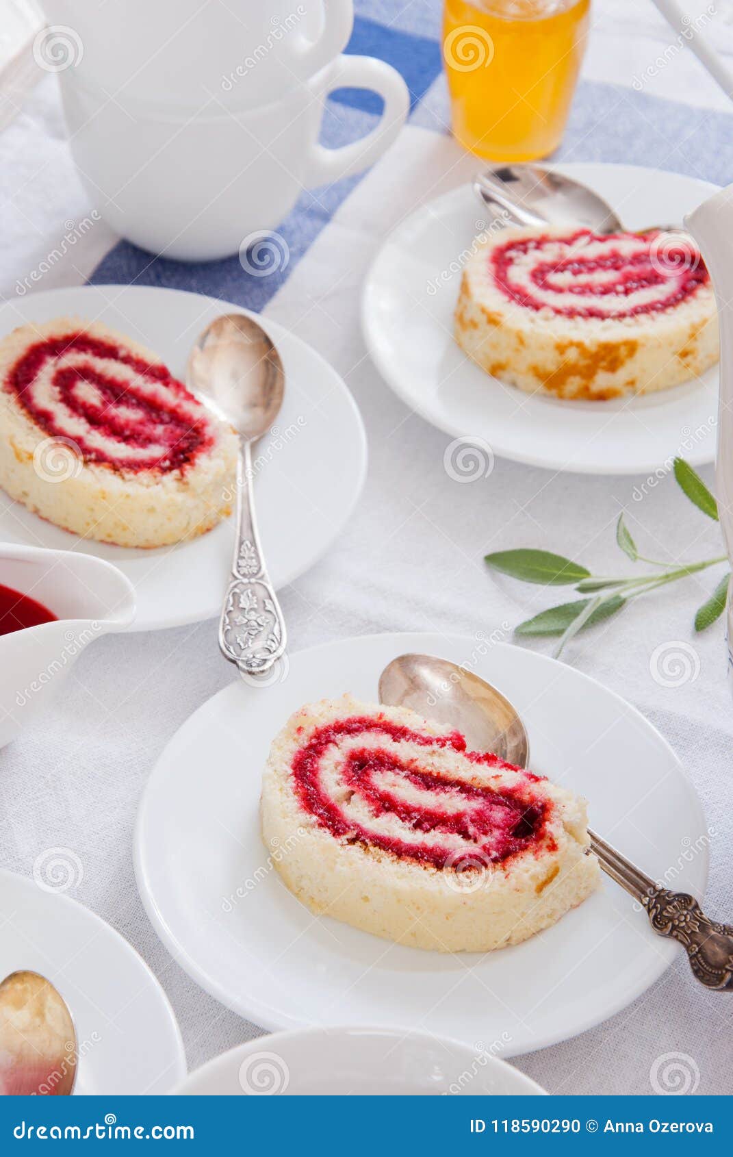 Raspberry Swiss Roll stock photo. Image of cream, fruit - 118590290