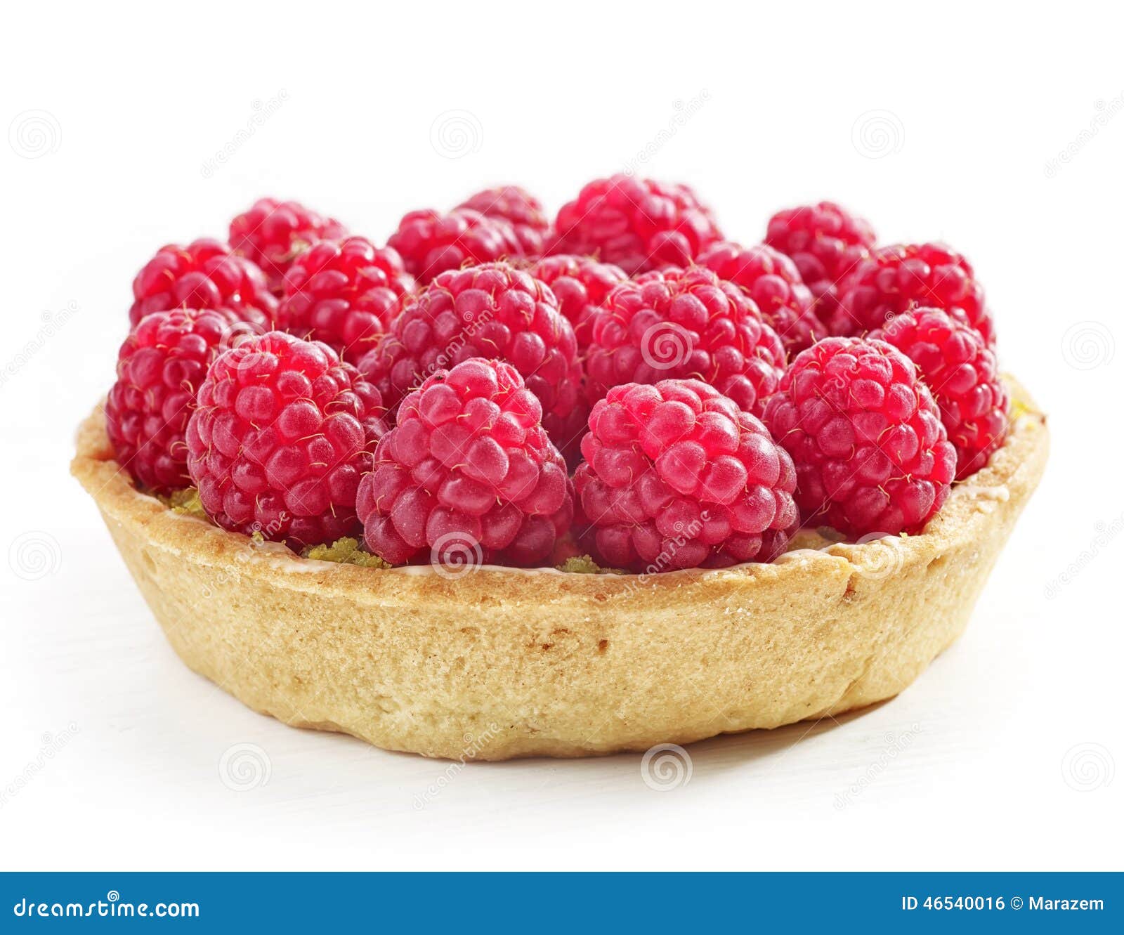 Raspberry tart cake on a white background