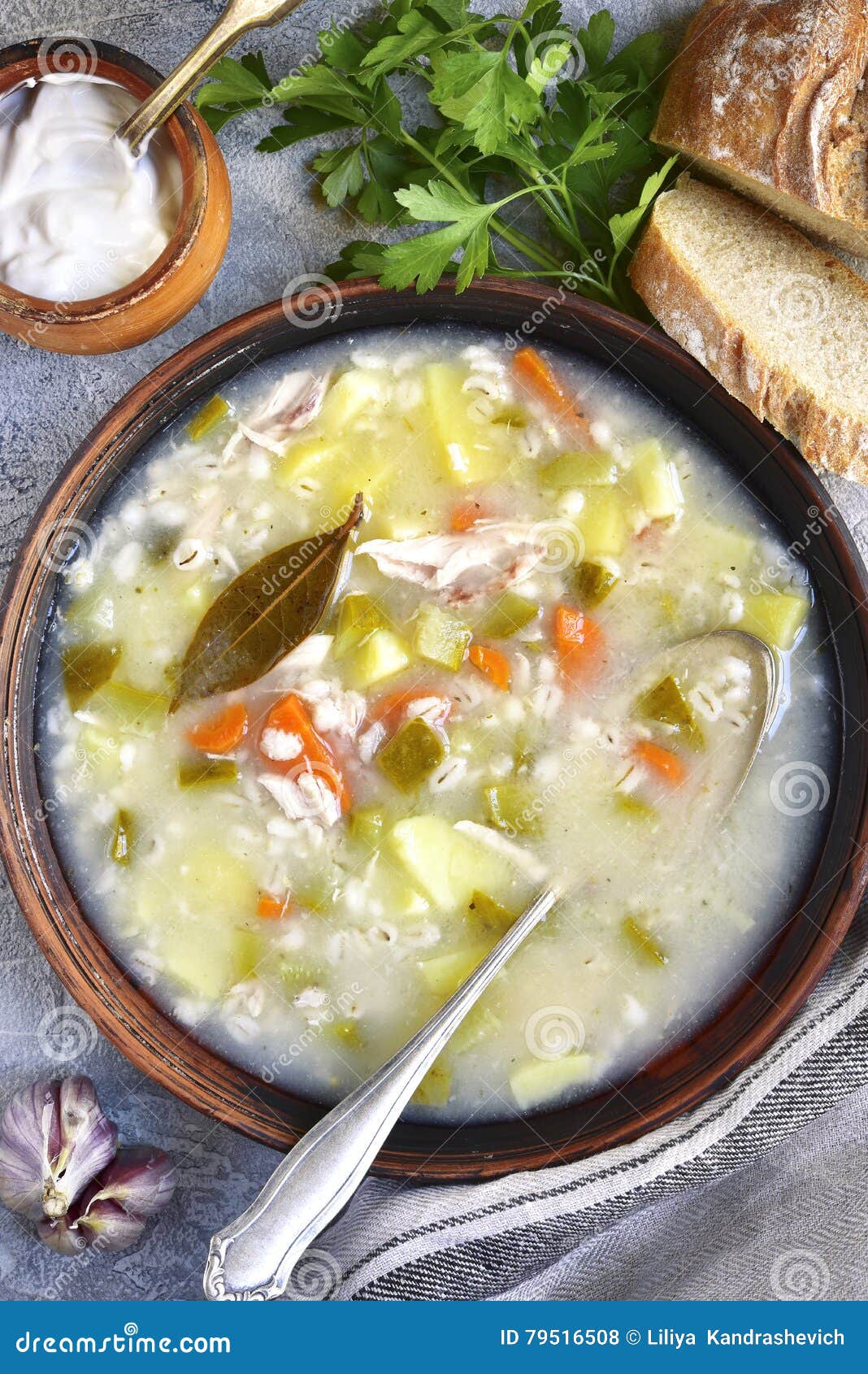 Rassolnik - Traditional Russian Soup with Pickled Cucumber and C Stock ...