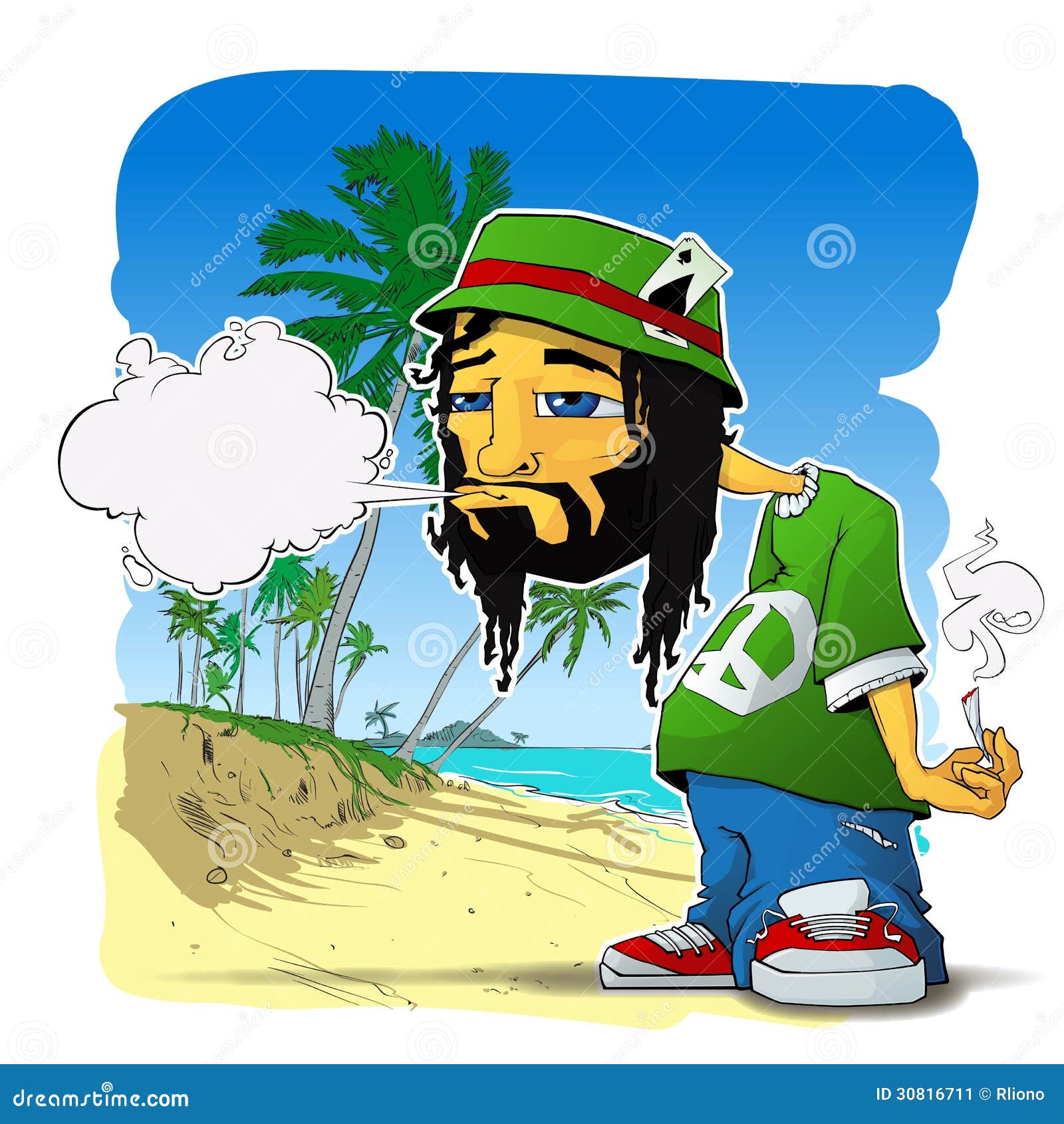 Rasta Character on a Beach-background. Stock Illustration - Illustration of  hand, icon: 30816711