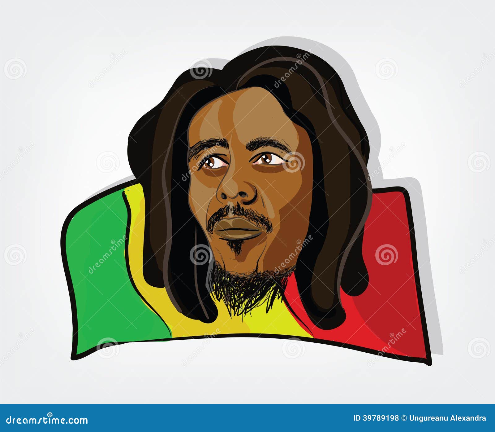 Rasta Man. Illustration Of A Rastafarian Man On A Jamaican 