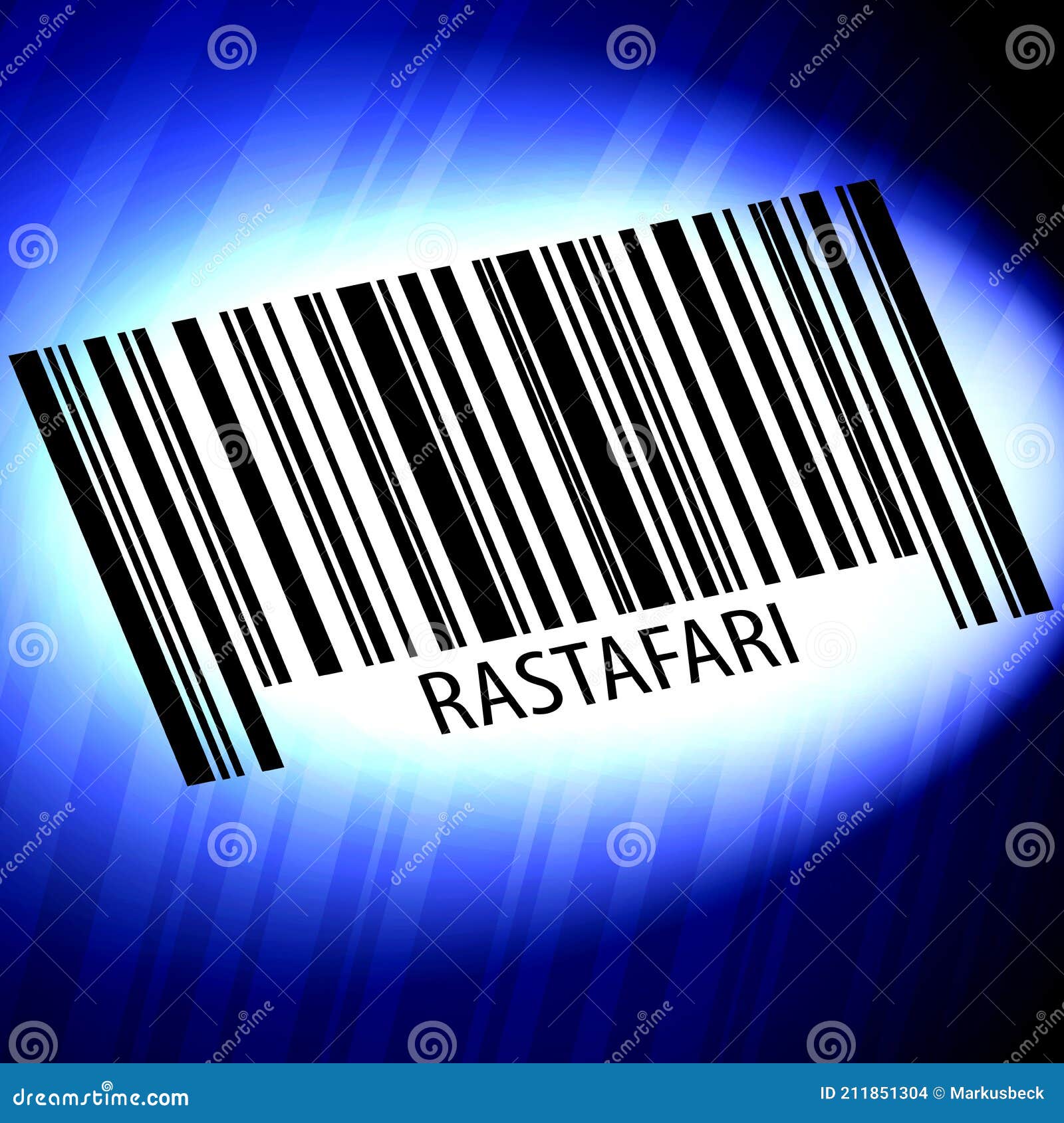 rastafari - barcode with futuristic blue background