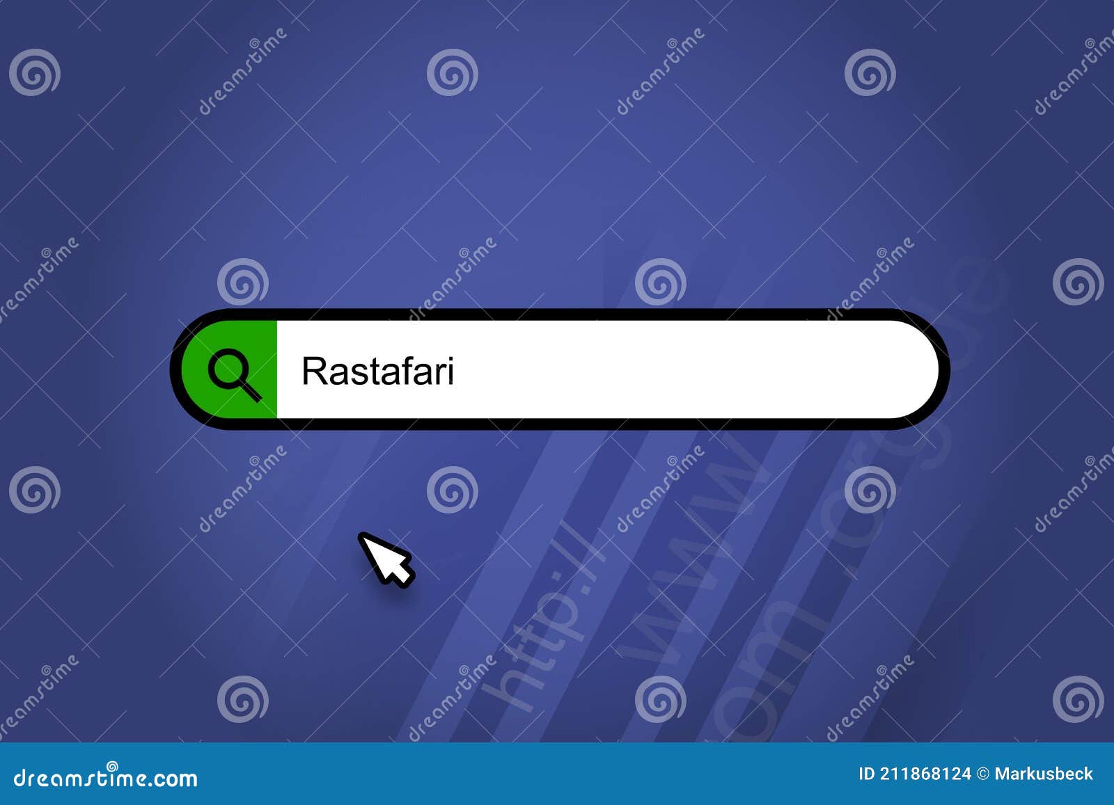 rastafari - search engine, search bar with blue background