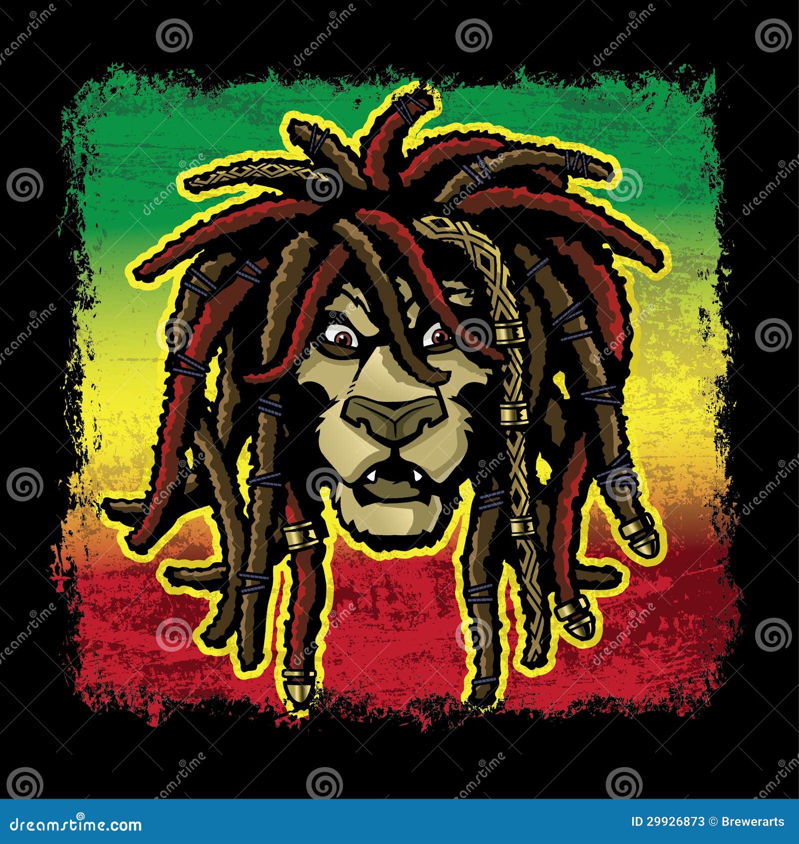 Rastafarian Lion with Dreadlocks Stock Vector  Illustration of human  jamming 29926873