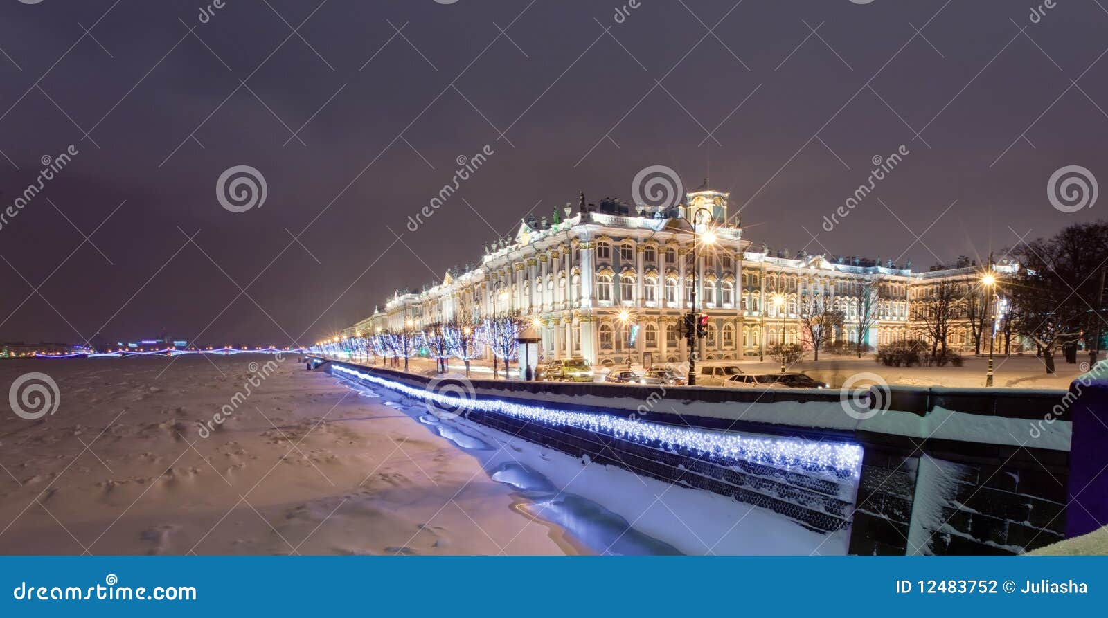 Rastrelli Winter Palace stock photo. Image of night, lamp 12483752