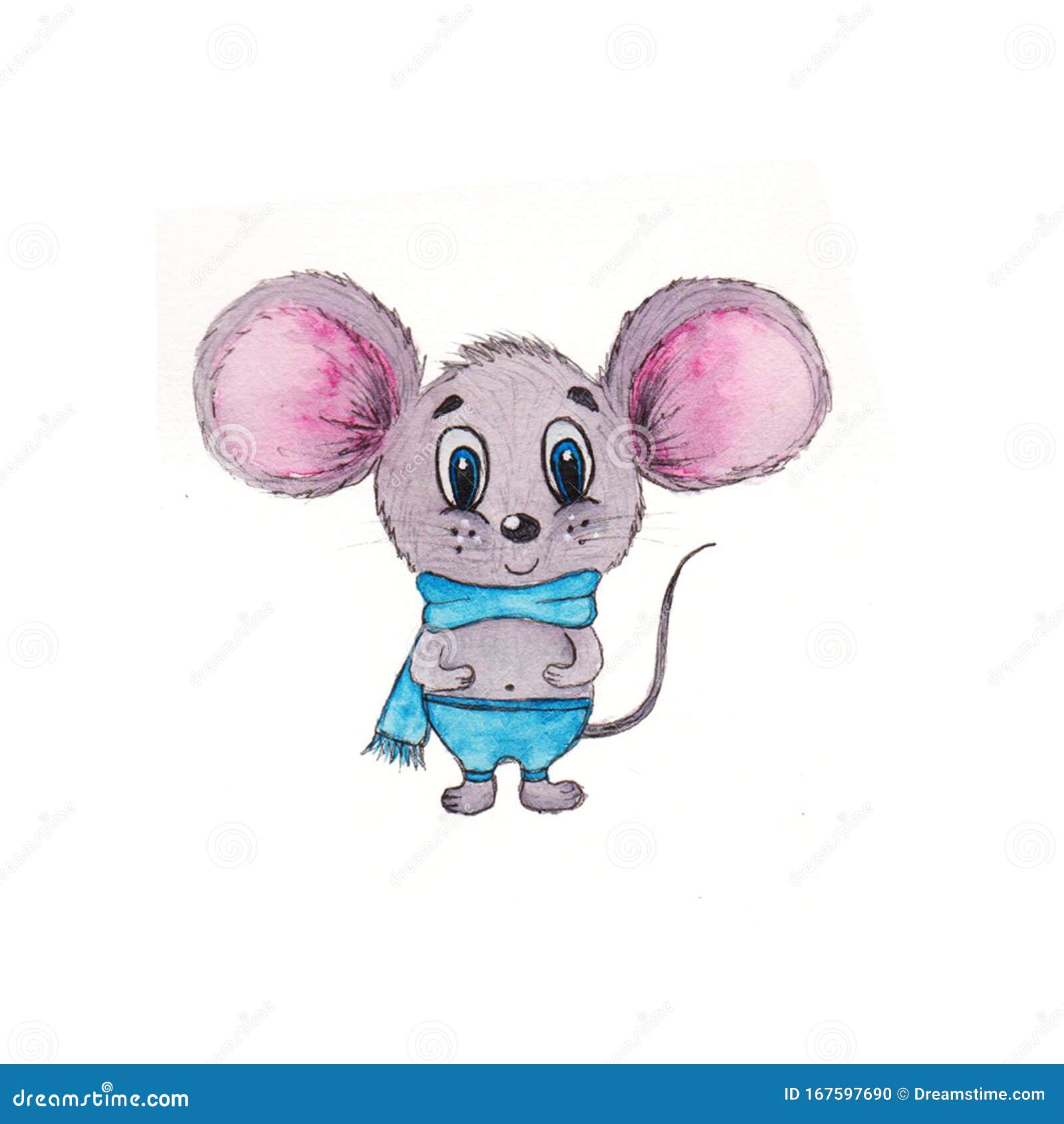 Ratón De Dibujos Animados De Color De Agua Stock de ilustración -  Ilustración de ratones, tarjeta: 167597690