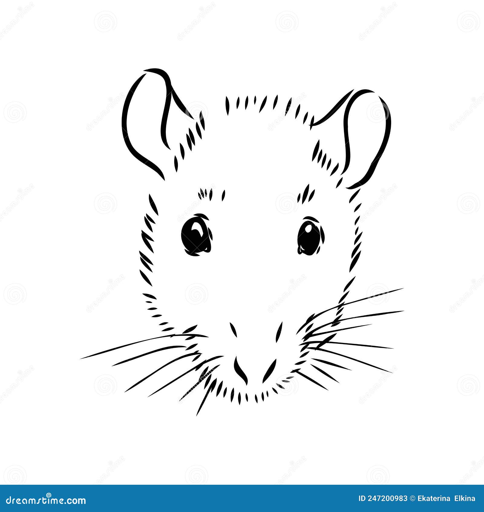 Rat Sketch Drawn by Hand. Black and White Vector Illustration Stock