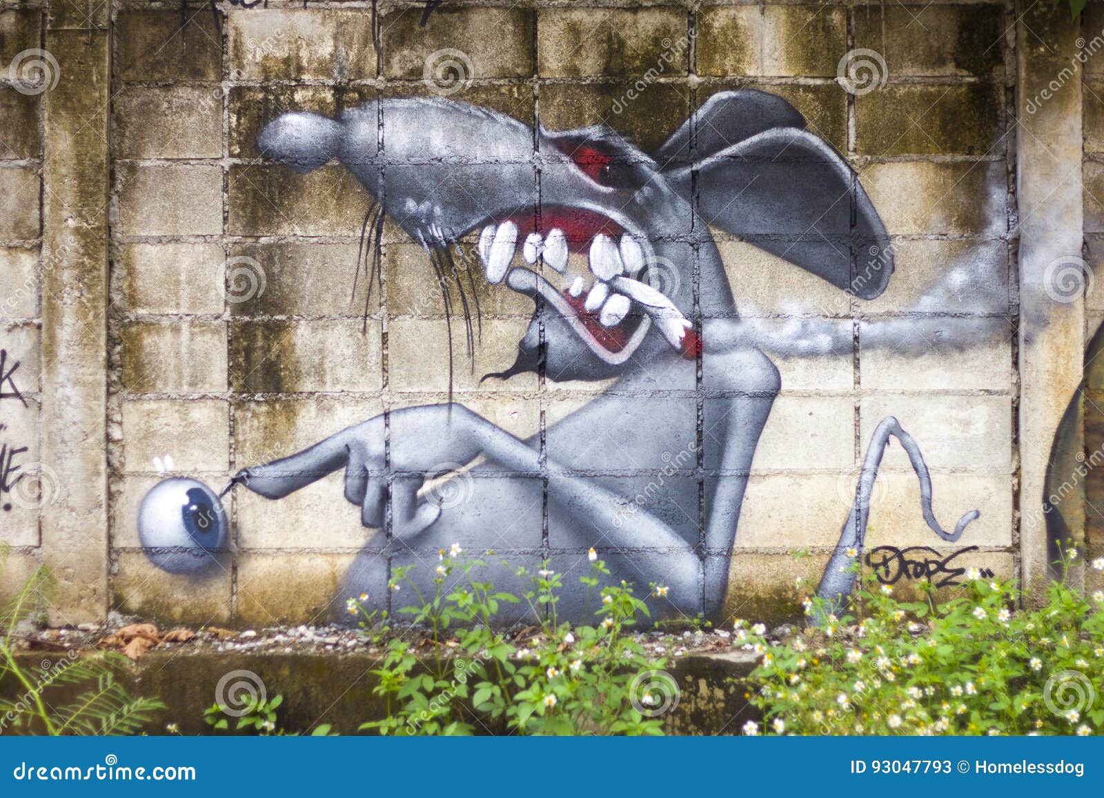 Rat Wall graffiti editorial stock photo. Image of fure 93047793