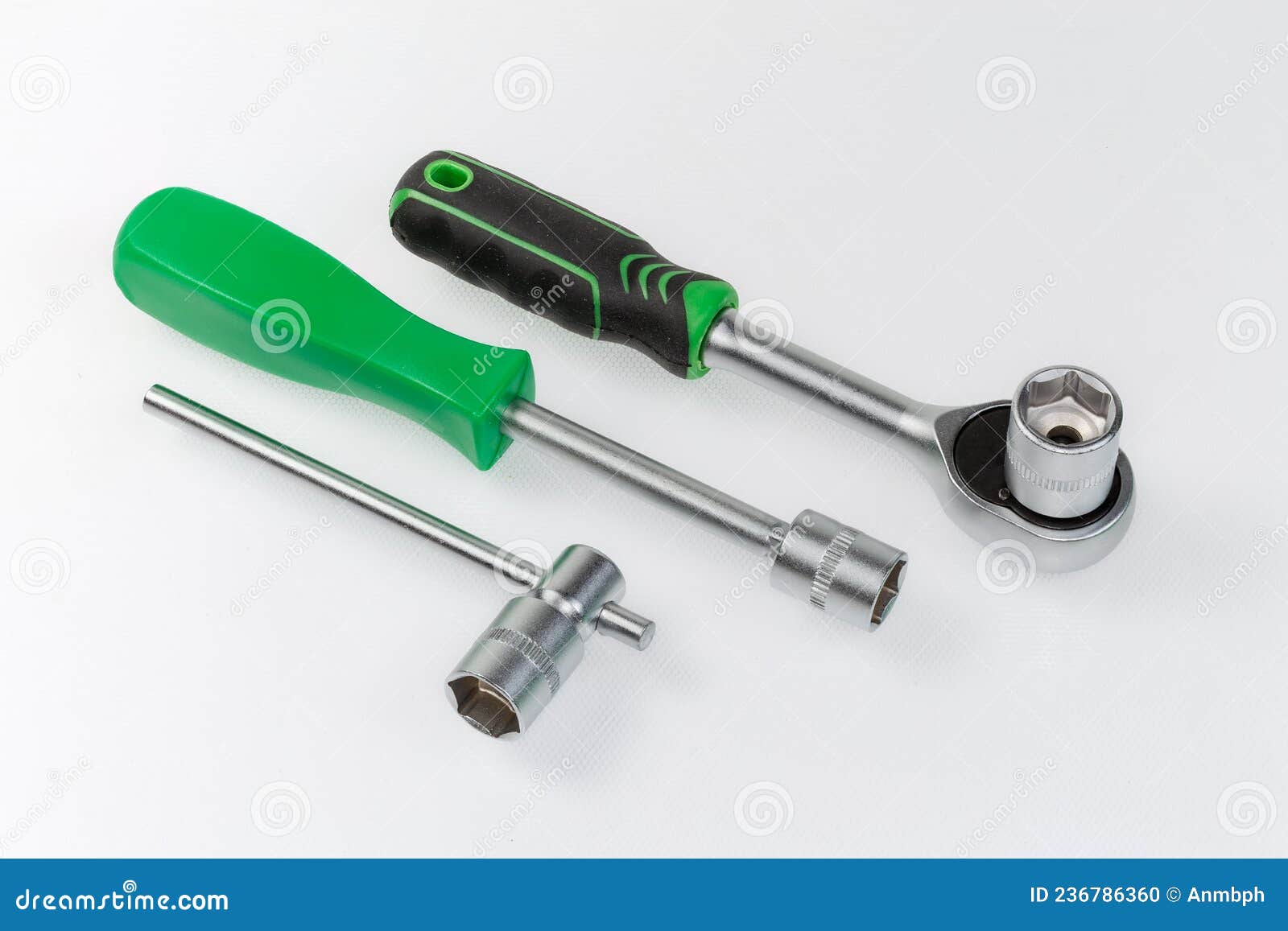 ratchet wrench, nut driver and t-handle with hexagonal sockets