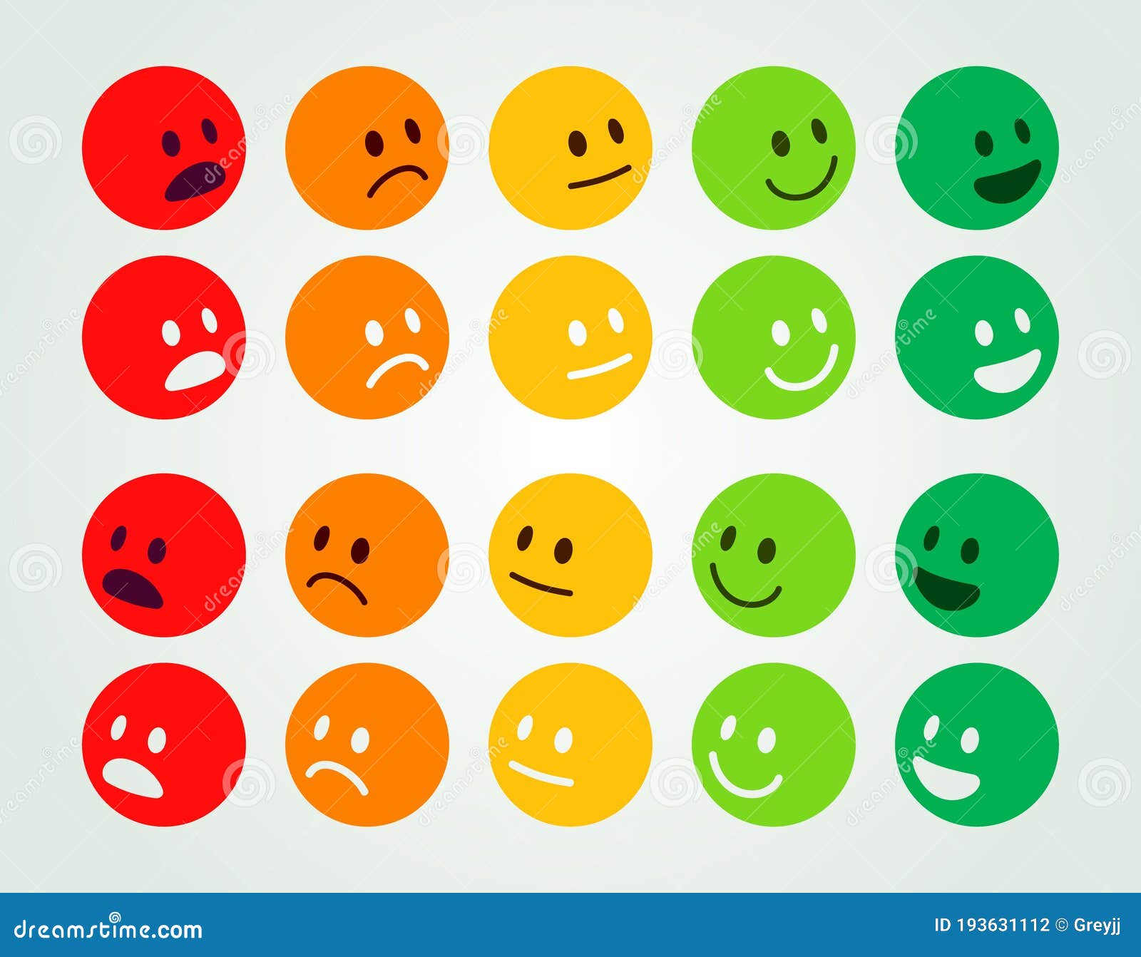 Rating and Ranking Levels of Satisfaction. Colored Round Faces ...