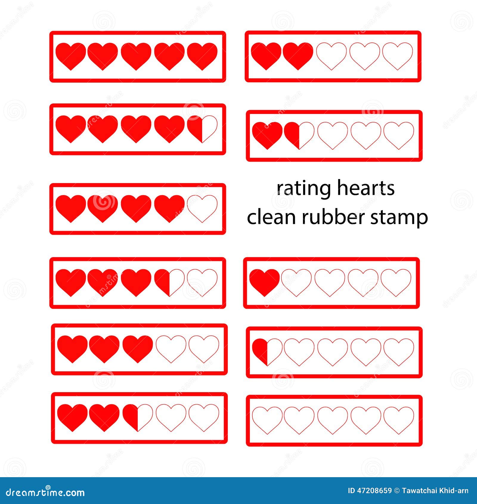 Rating Red Hearts Isolated on White. Vector Illustration Stock Vector