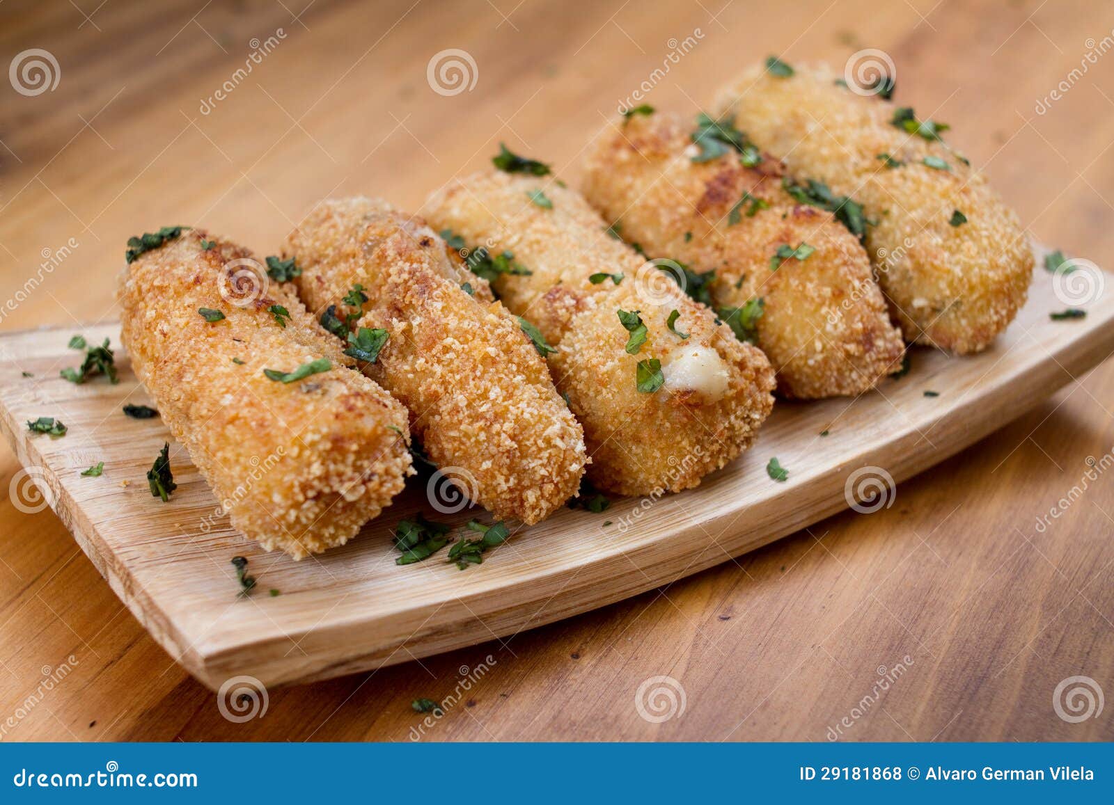 Ration of Croquettes. Typical Tapa of Spanish Cuisine. Stock Photo