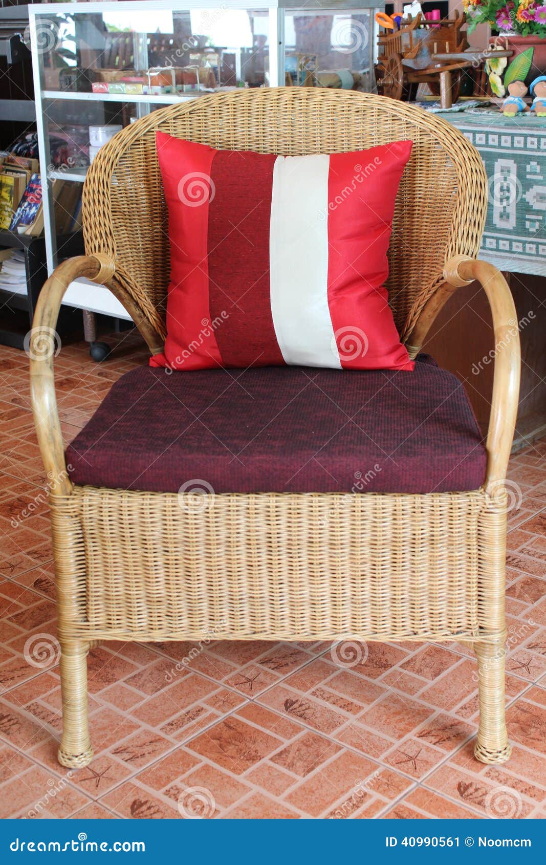 Rattan chair stock image. Image of cushion, pillow, rest 40990561