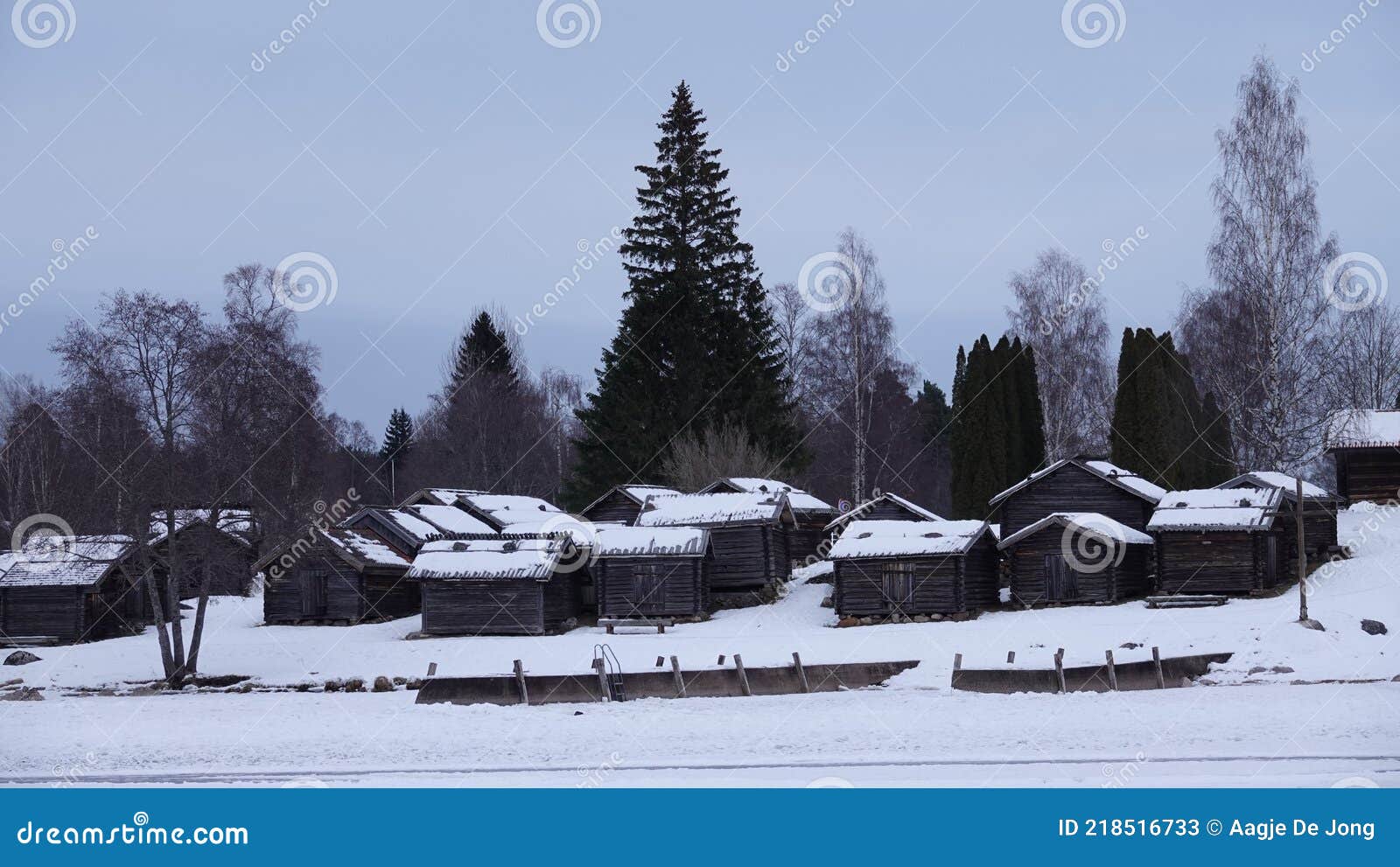 rattvik church village on frozen lake siljan in dalarna in sweden
