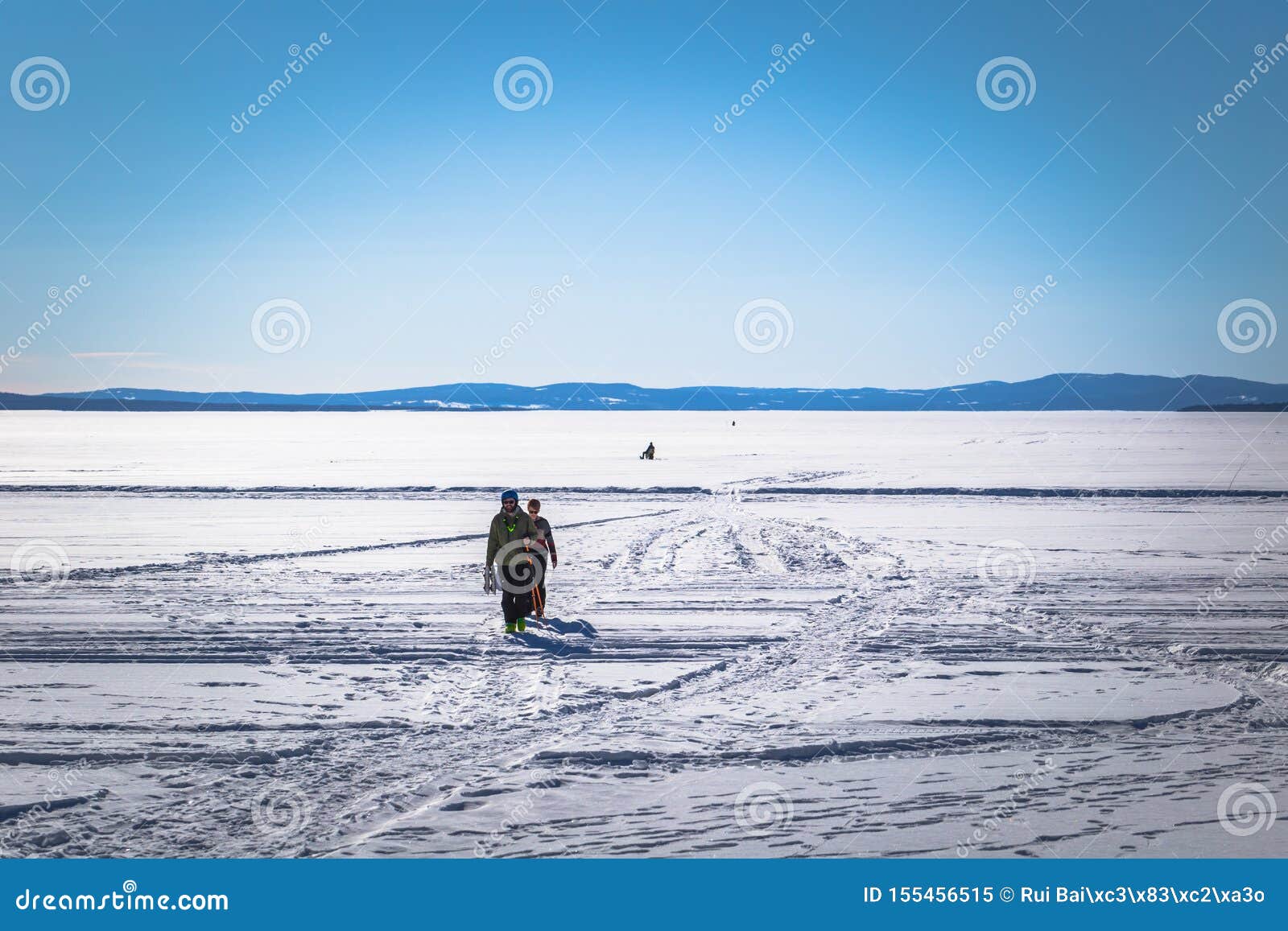 rattvik - march 30, 2018: the frozen lake siljan by the town of rattvik, dalarna, sweden