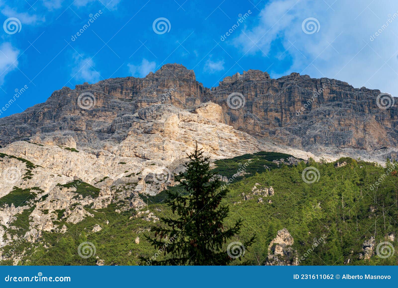 rautkofel or monte rudo in landro valley - sesto dolomites italian alps