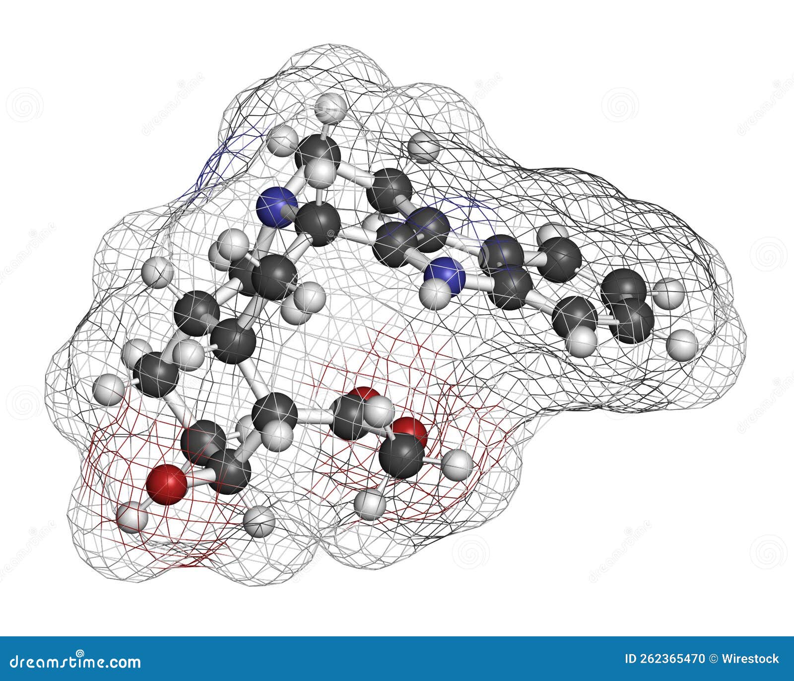 rauwolscine alkaloid molecule. 3d rendering.