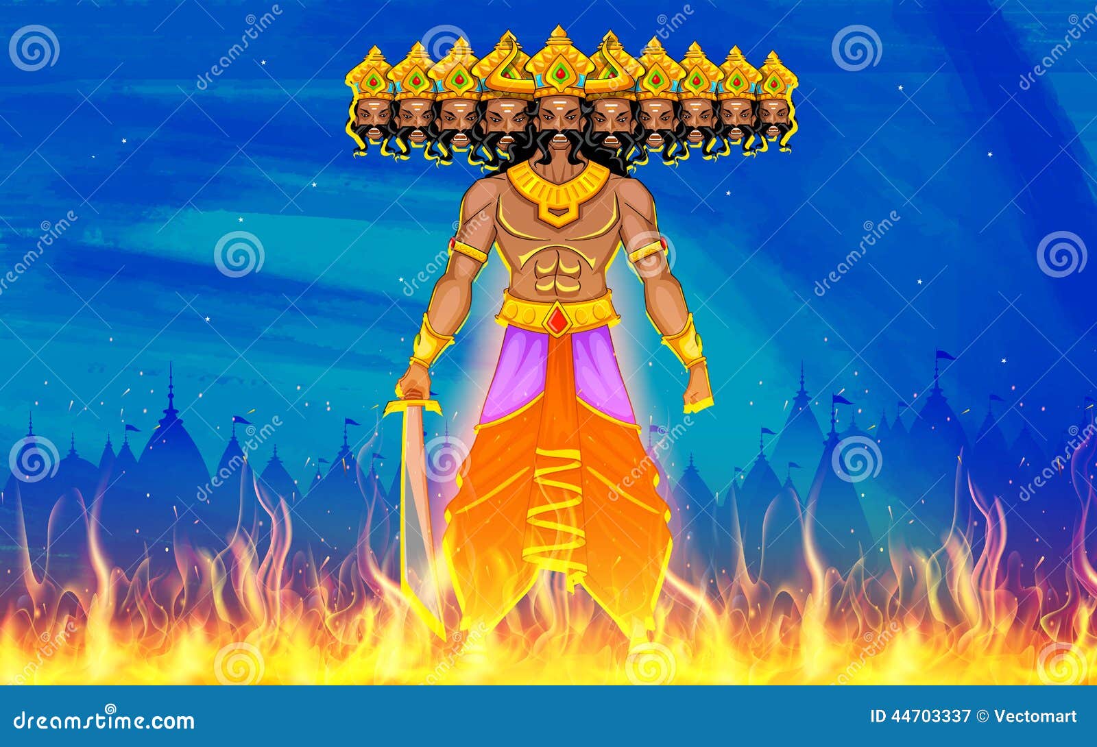 Ravan Dahan for Dusshera Celebration Stock Vector - Illustration ...