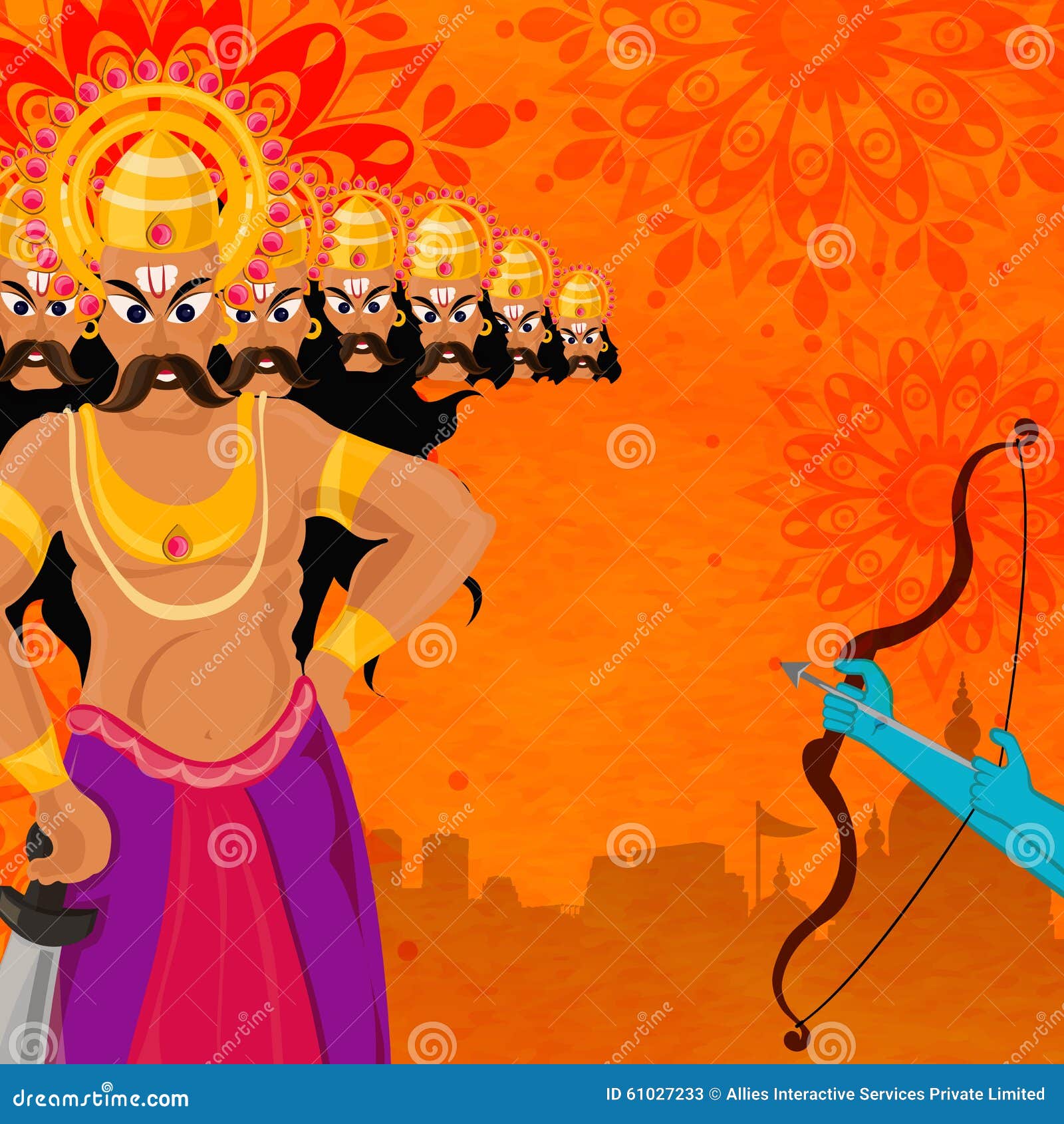 Ravana and Lord Ram S Hands for Dussehra. Stock Illustration ...