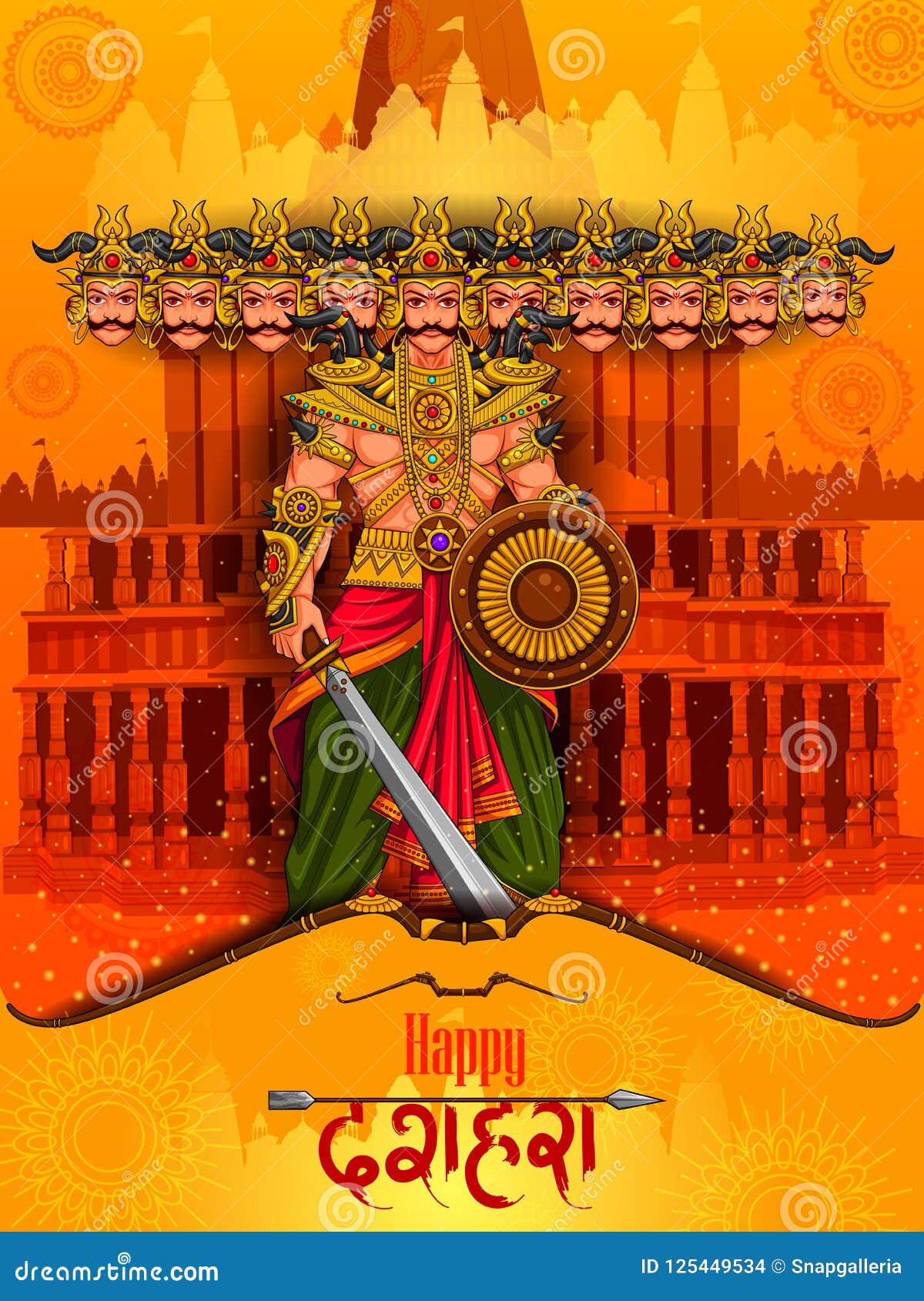 Ravana Monster in Happy Dussehra Background Showing Festival of India Stock  Vector - Illustration of navratri, evil: 125449534