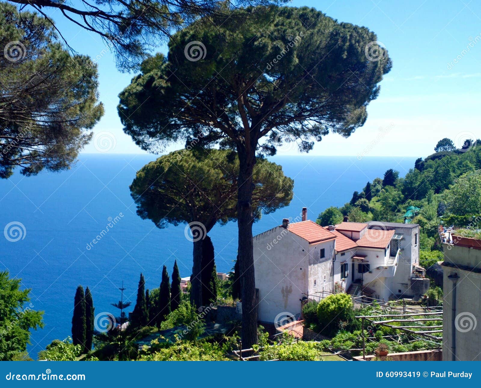 Ravello, Italien. Italienische Seeaussicht