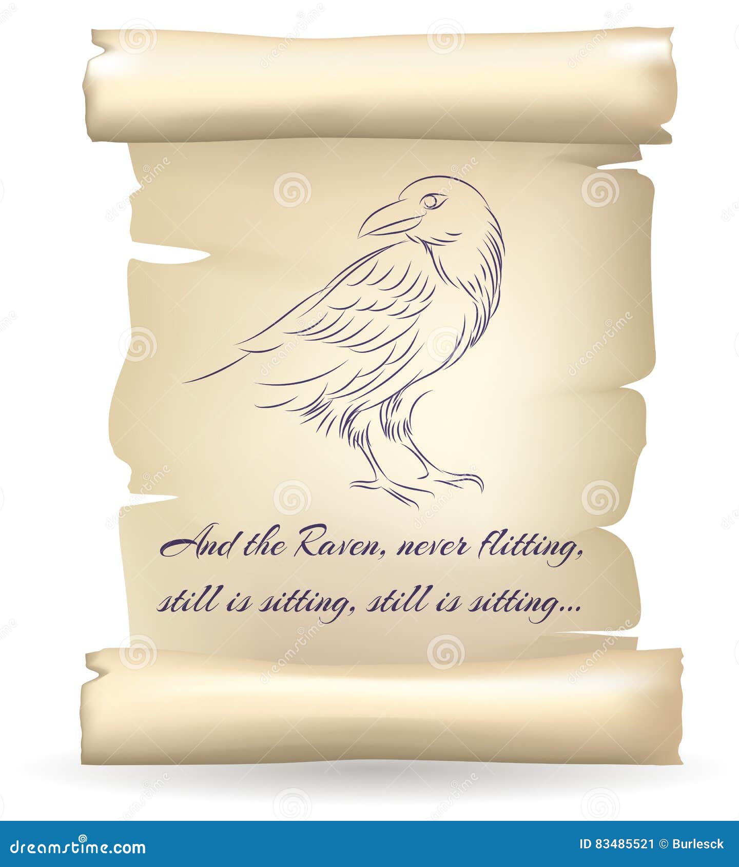 1 the Raven by Edgar Allan Poe in His Own Hand on Faux Parchment