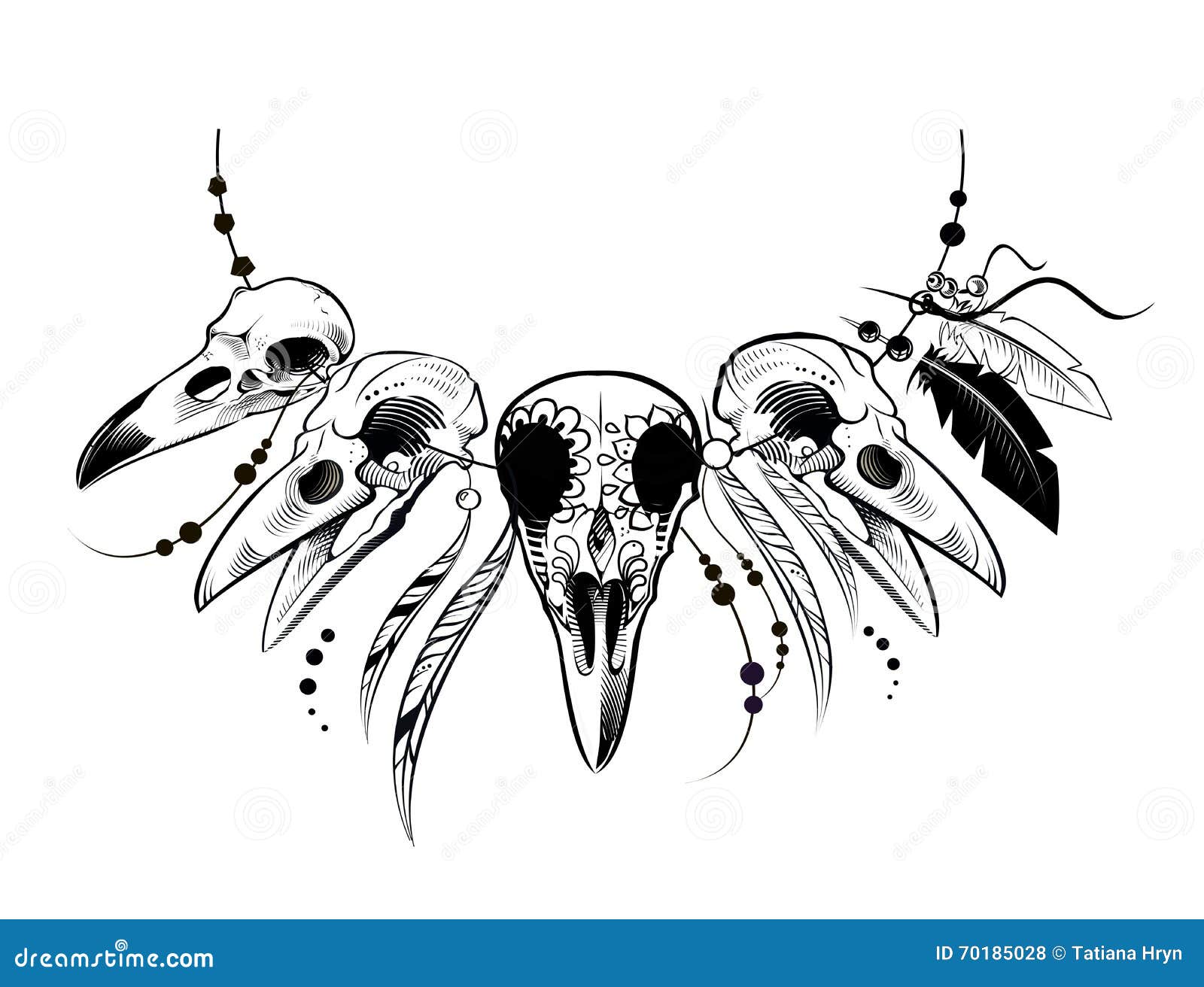 Raven Sugar Mexican Skull. Raven Skull Stock Vector