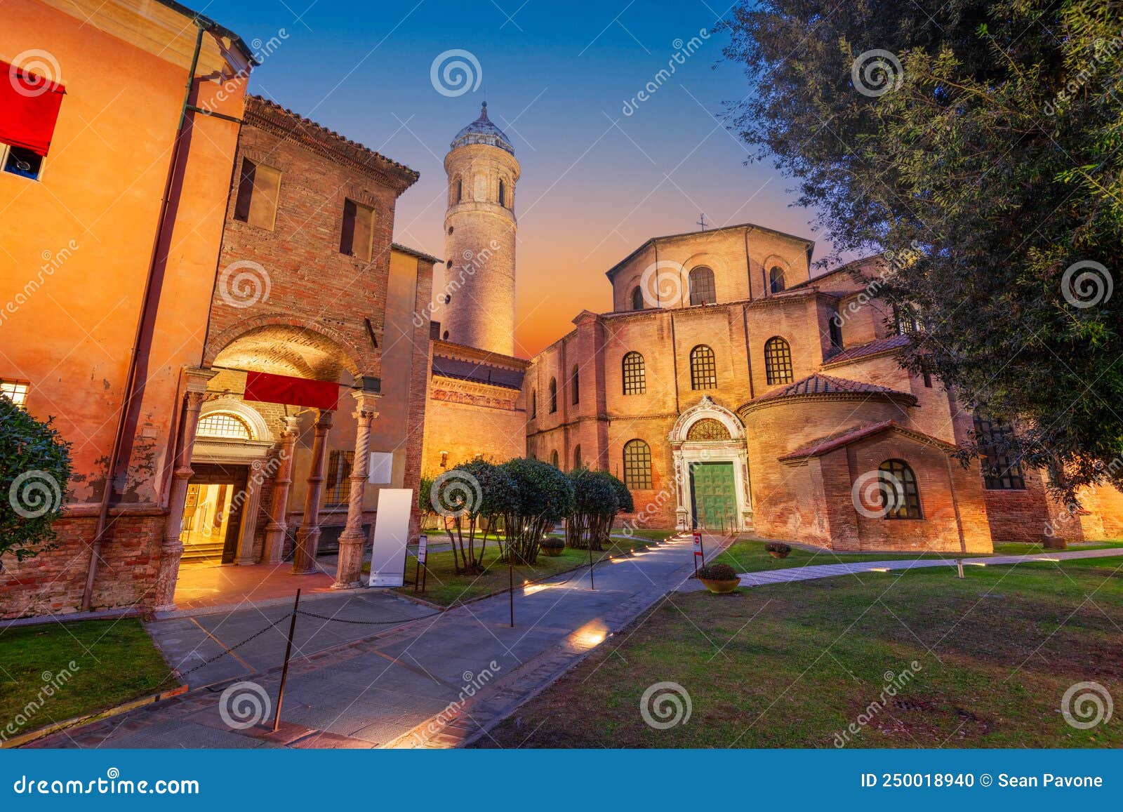 ravenna, italy at basilica of san vitale in the evening
