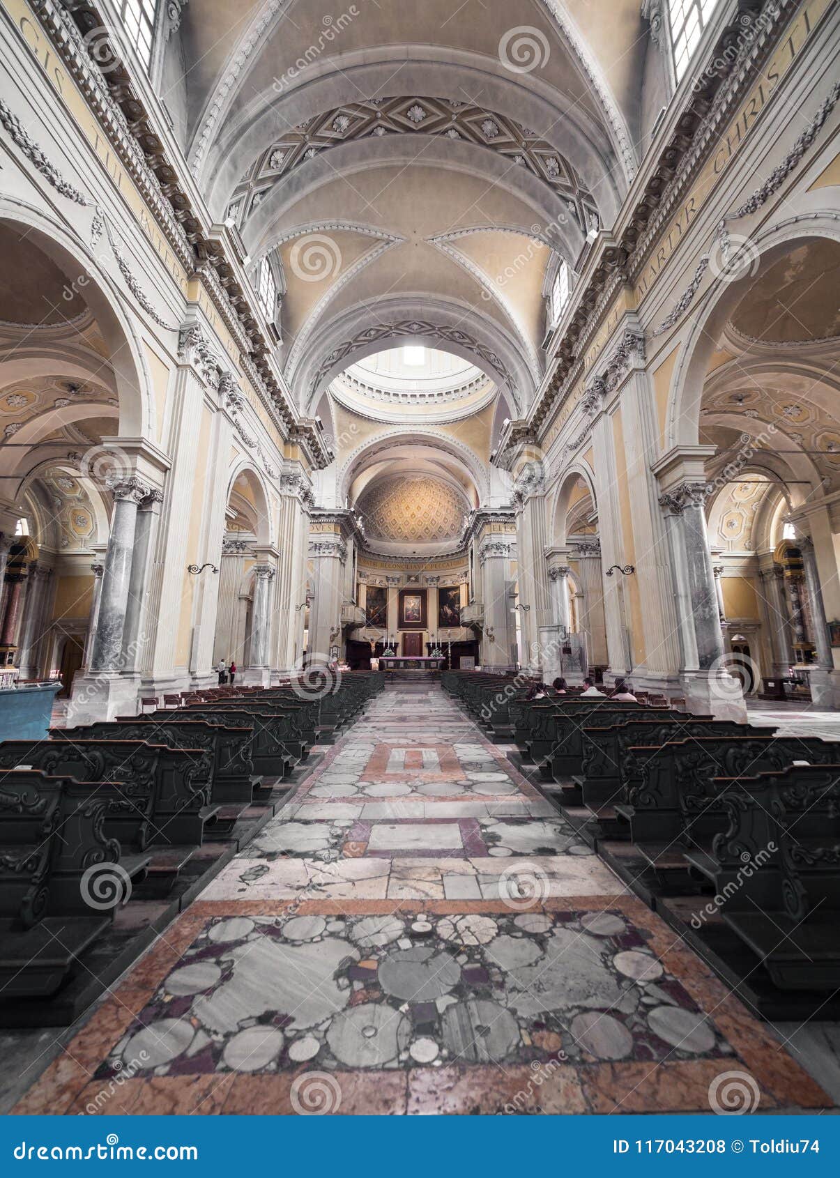 Central Nave With Barrel Vaulted Ceiling Of The Duomo Of