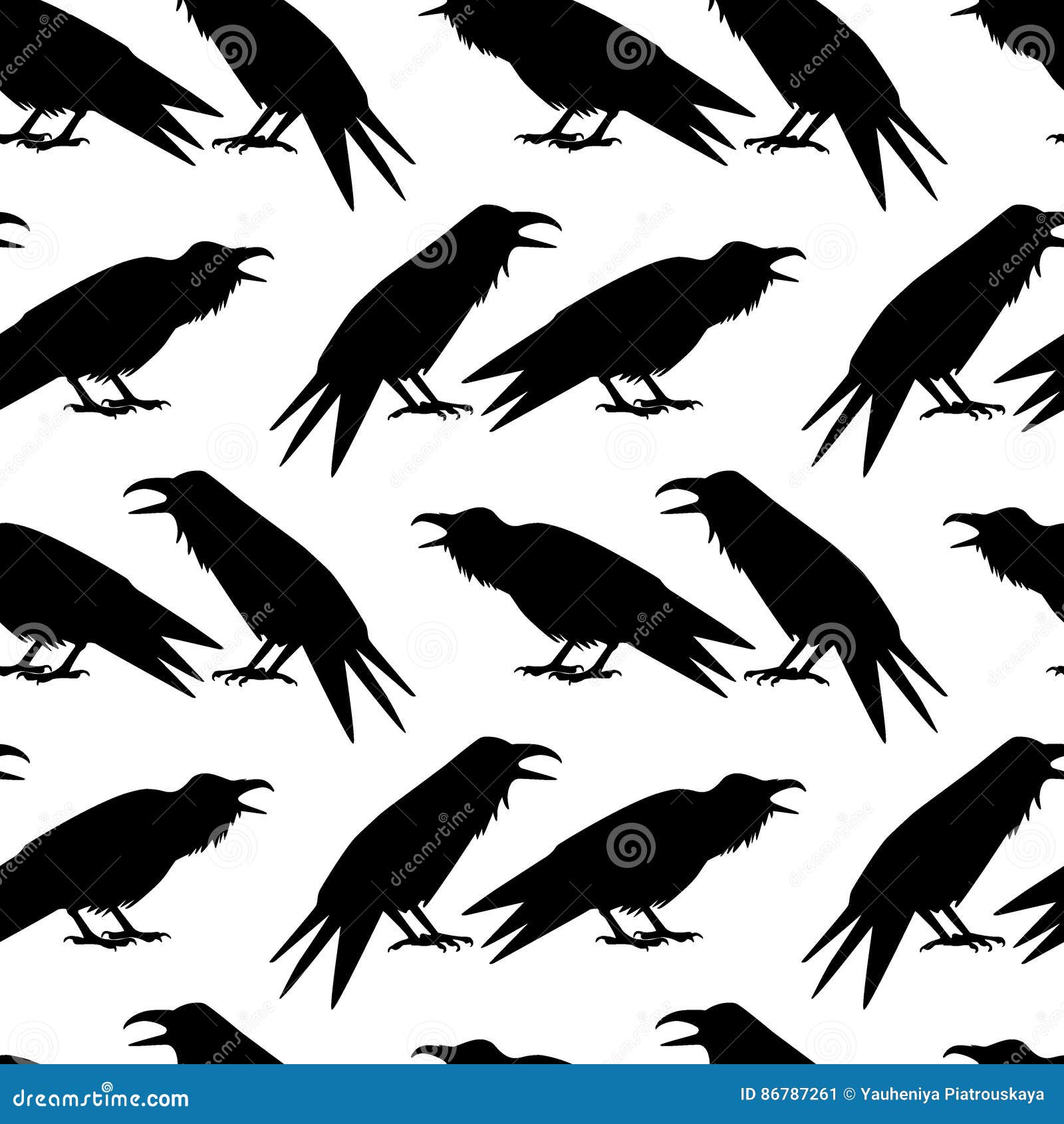 Ravens seamless pattern stock vector. Illustration of nature 86787261