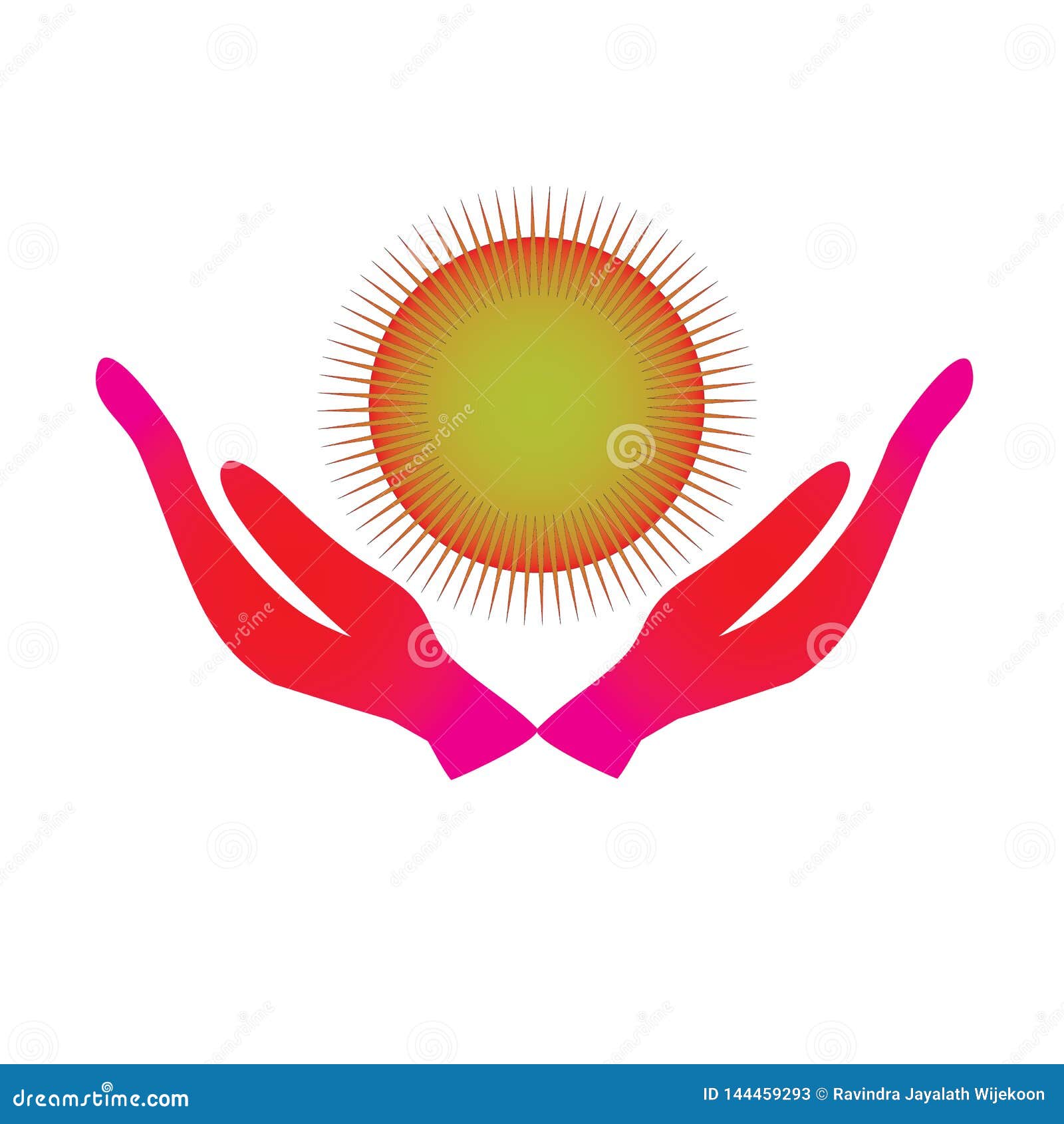 Healing Energy Hands and Protect Sun Light Every Times. Stock Vector