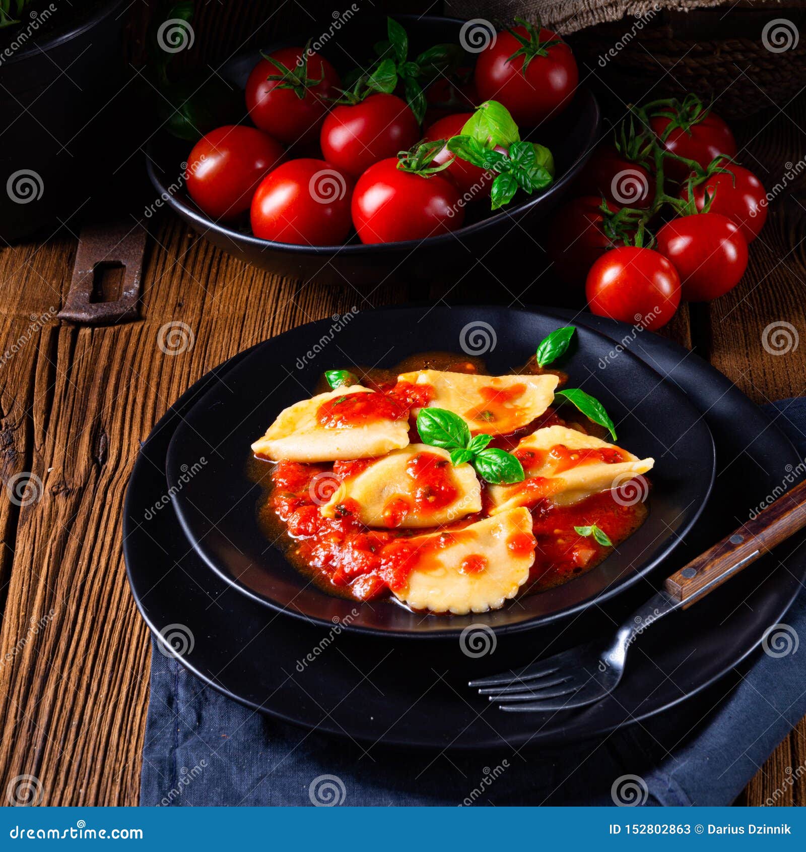 Ravioli Alla Genovese with Basil Tomato Sauce Stock Image Image of