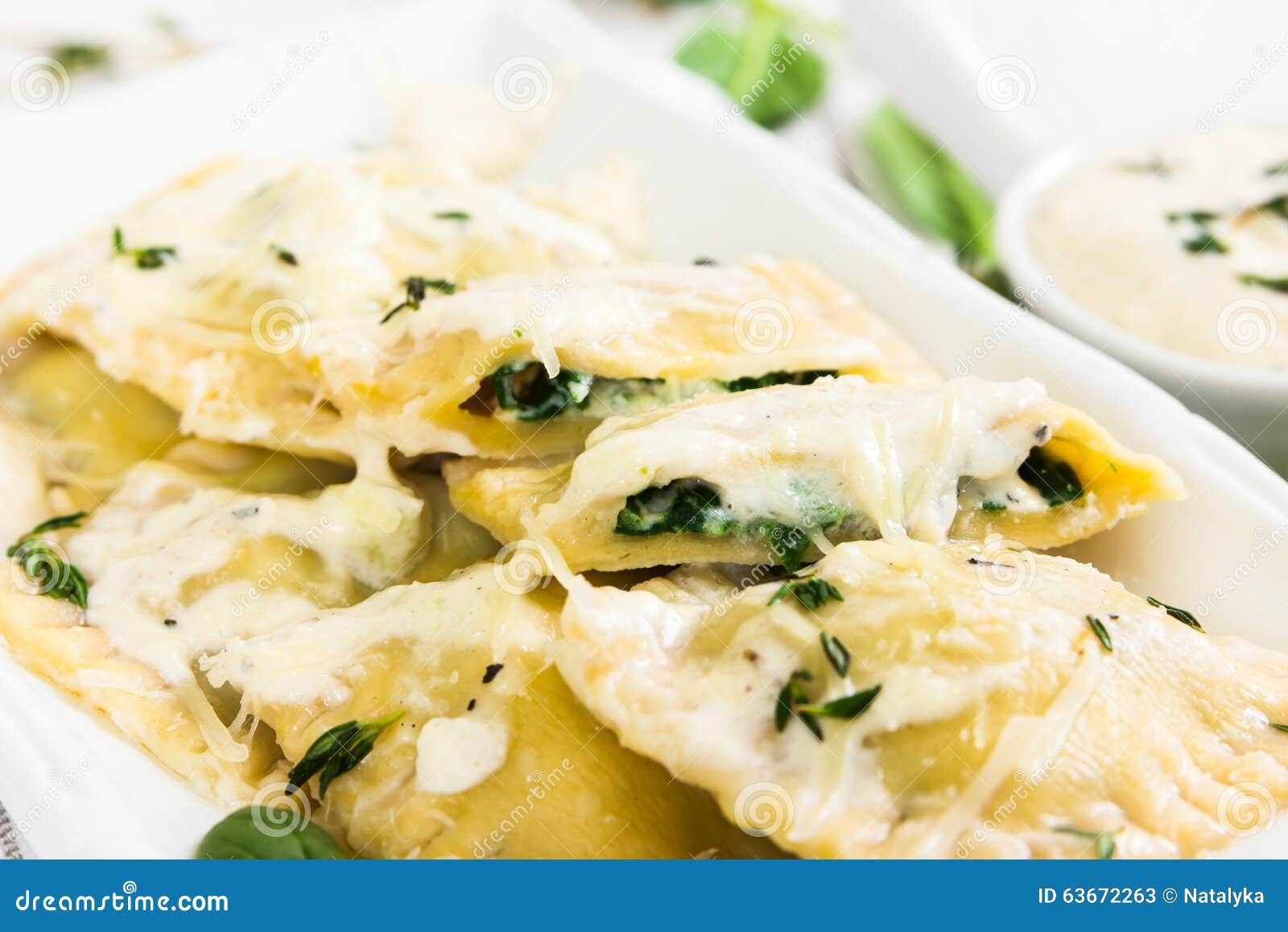 Ravioli with Spinach and Ricotta Cheese Stock Image Image of stuffed